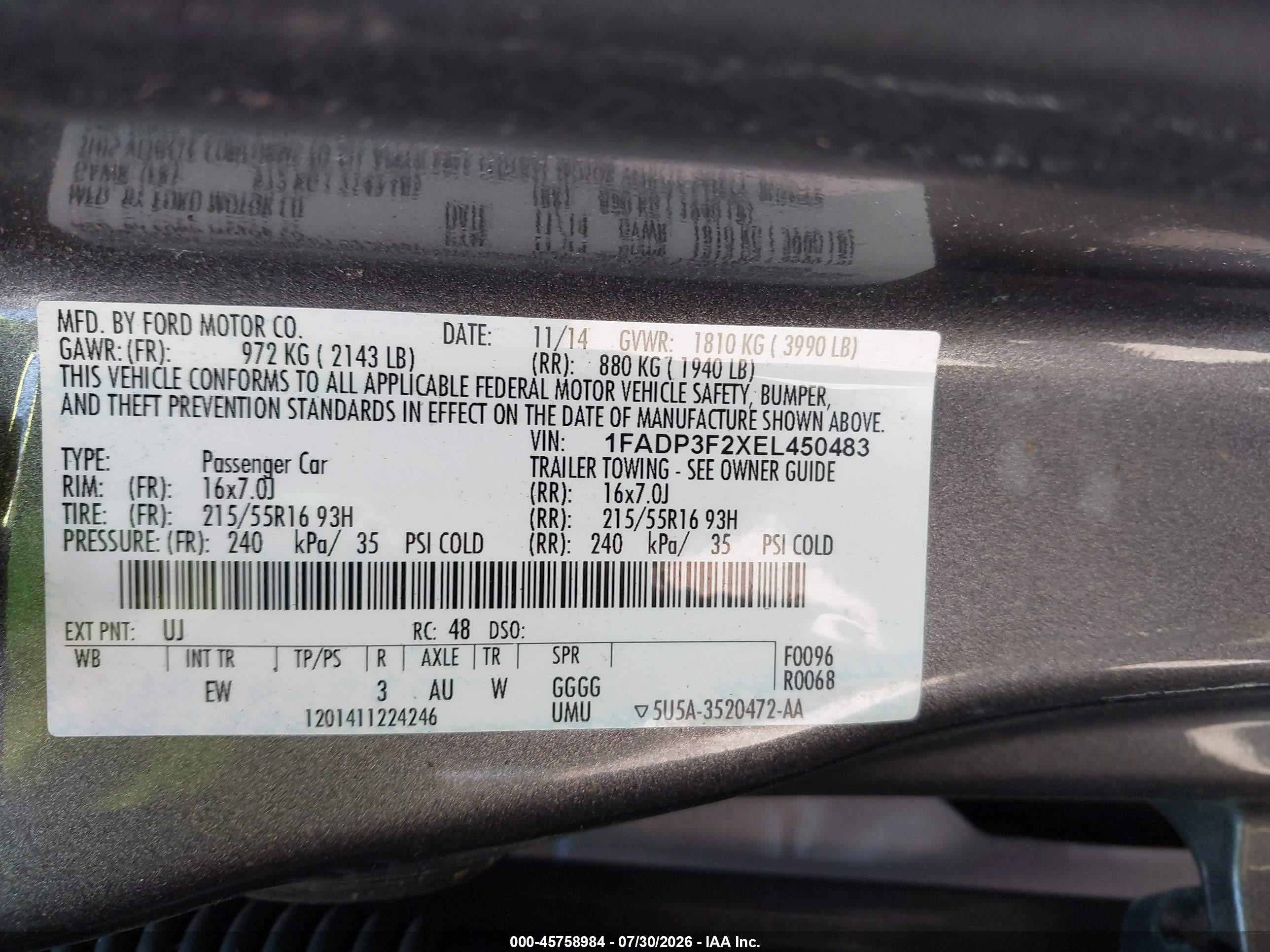 2014 Ford Focus Se Серый vin: 1FADP3F2XEL450483