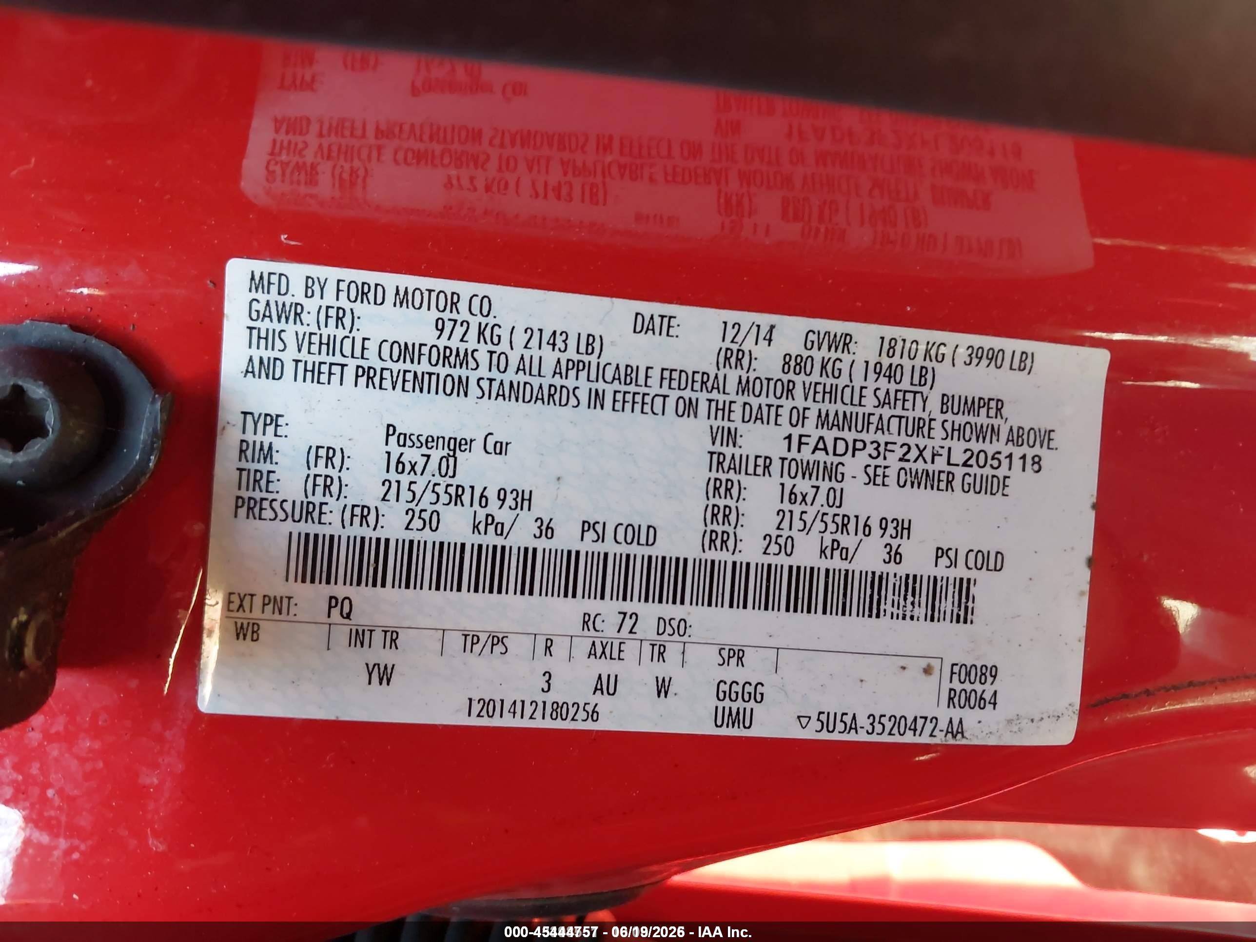 2015 Ford Focus Se Red vin: 1FADP3F2XFL205118