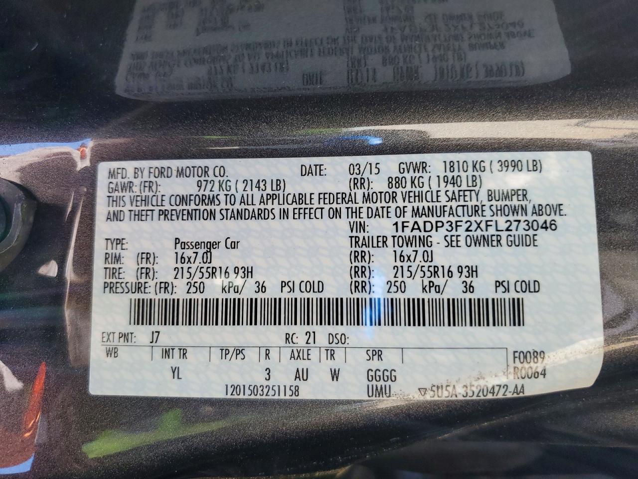 2015 Ford Focus Se Gray vin: 1FADP3F2XFL273046