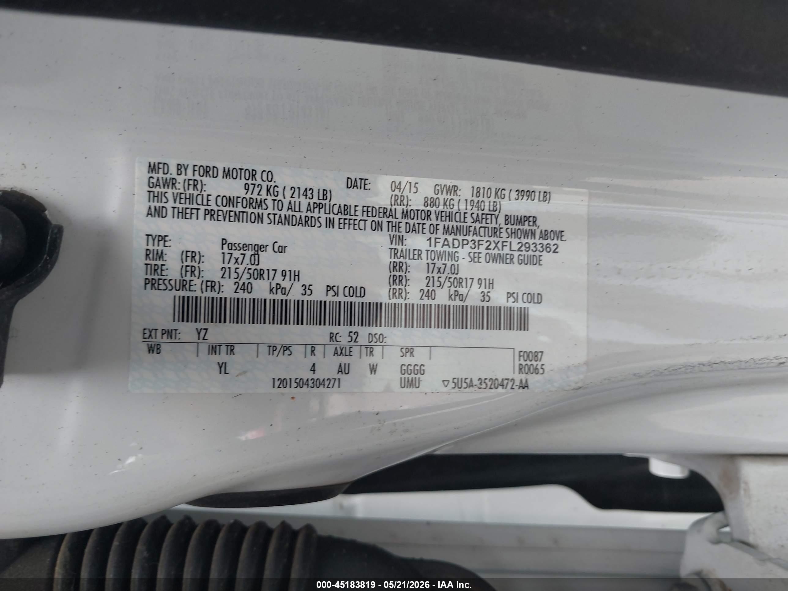 2015 Ford Focus Se White vin: 1FADP3F2XFL293362