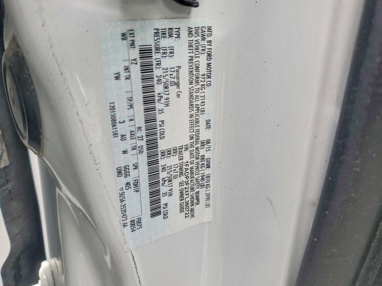 2015 Ford Focus Se White vin: 1FADP3F2XFL360722