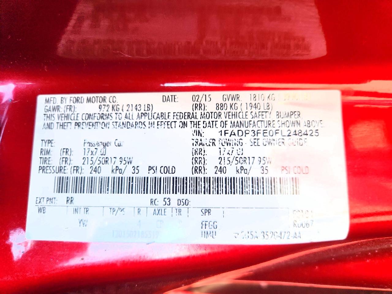 2015 Ford Focus Se Красный vin: 1FADP3FE0FL248425