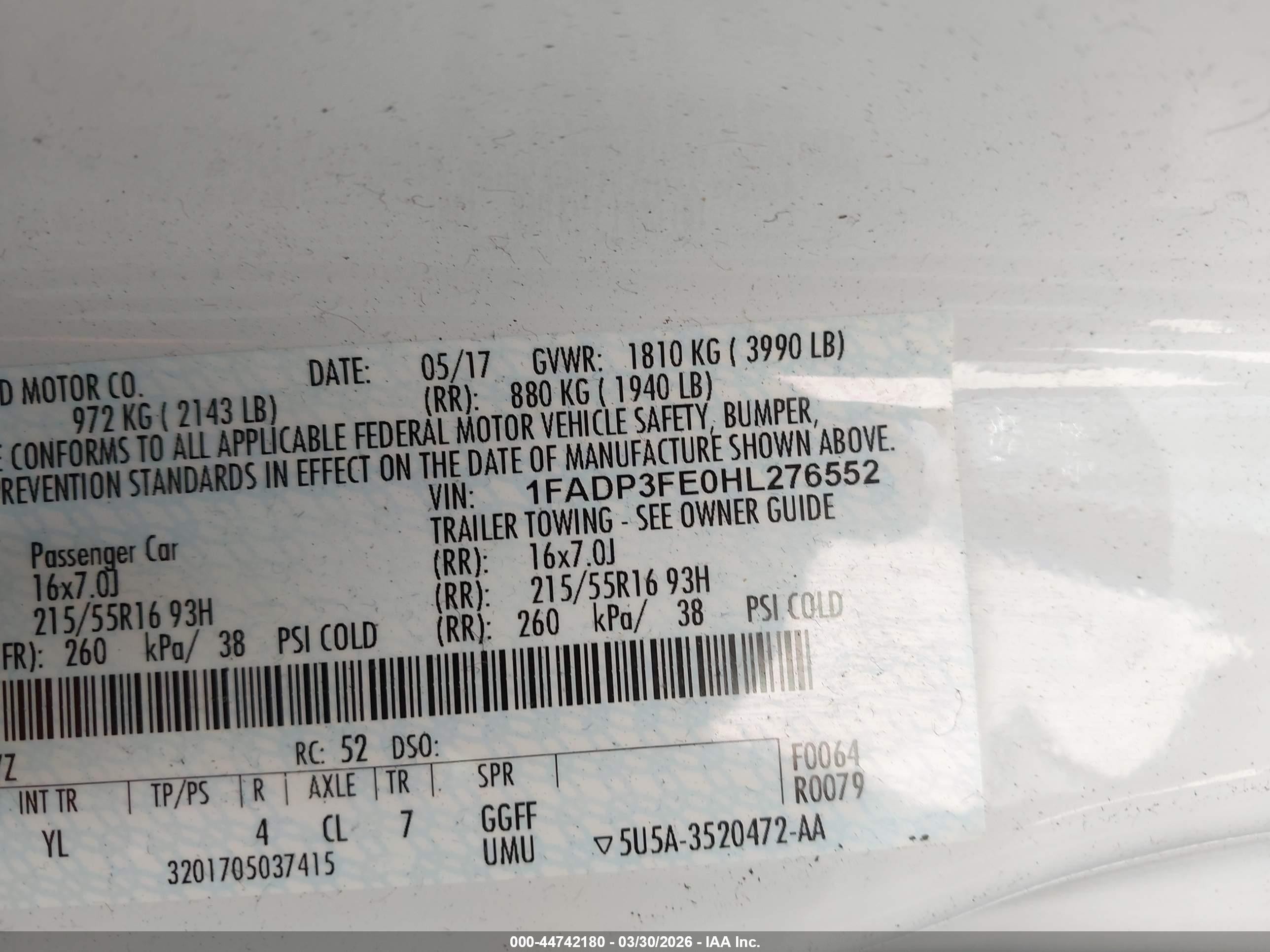 2017 Ford Focus Se White vin: 1FADP3FE0HL276552