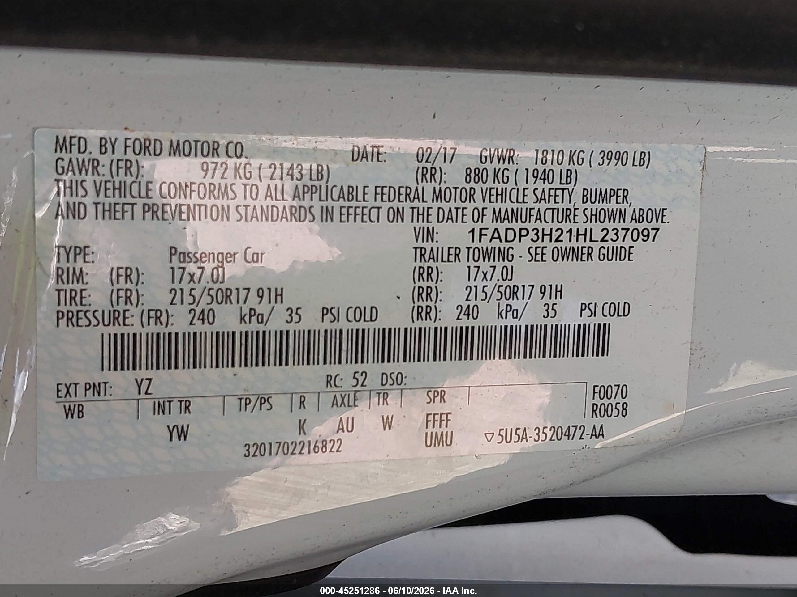 2017 Ford Focus Sel White vin: 1FADP3H21HL237097