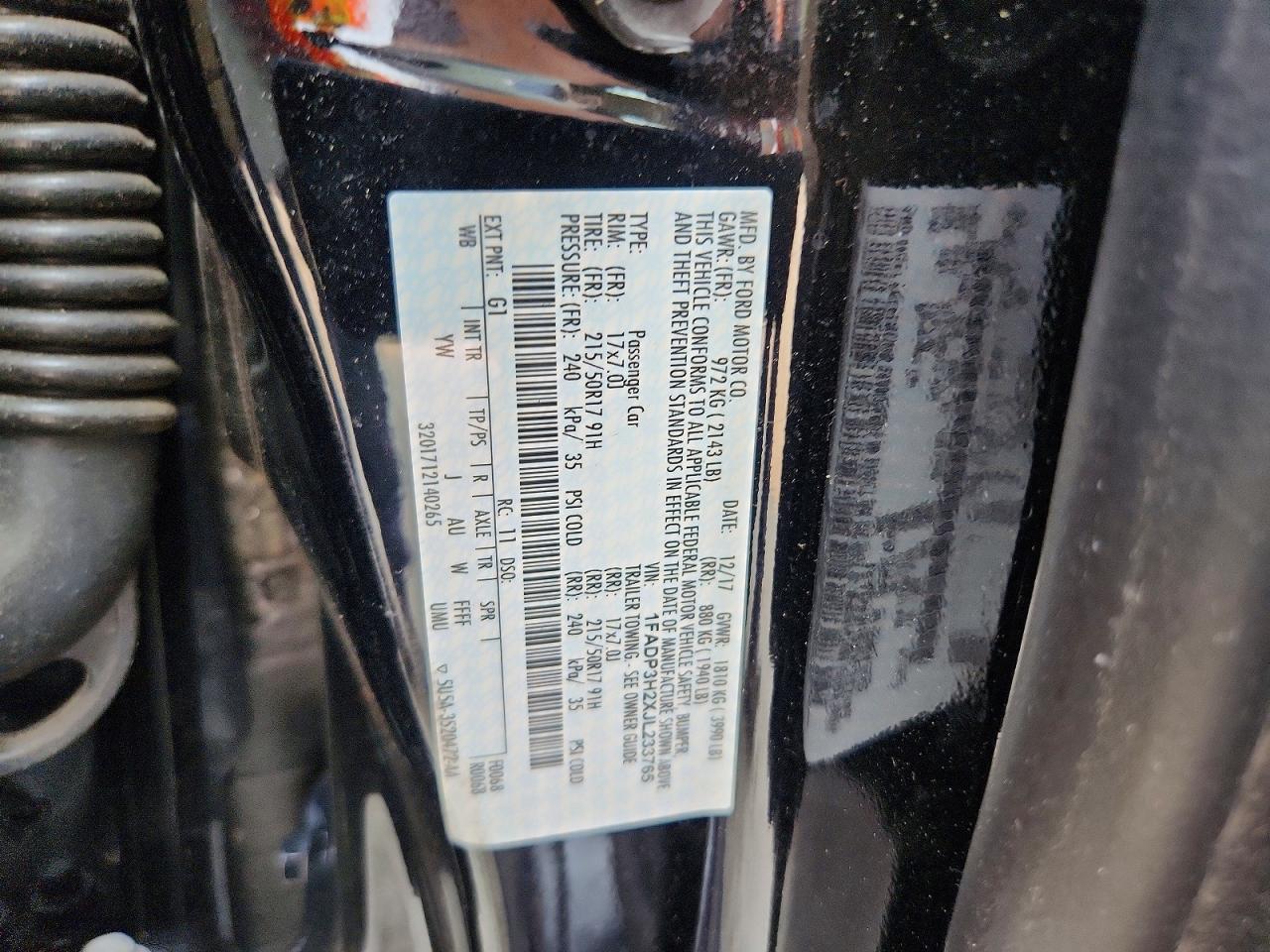 2018 Ford Focus Sel Черный vin: 1FADP3H2XJL233765