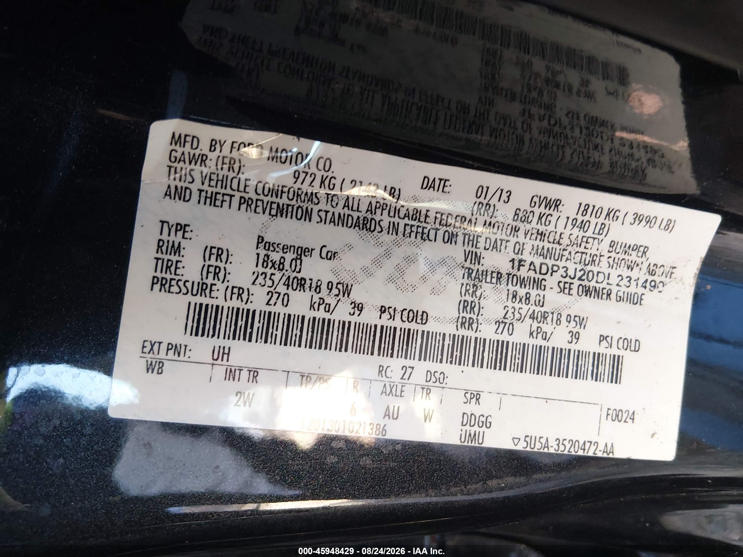 2013 Ford Focus Titanium Black vin: 1FADP3J20DL231490