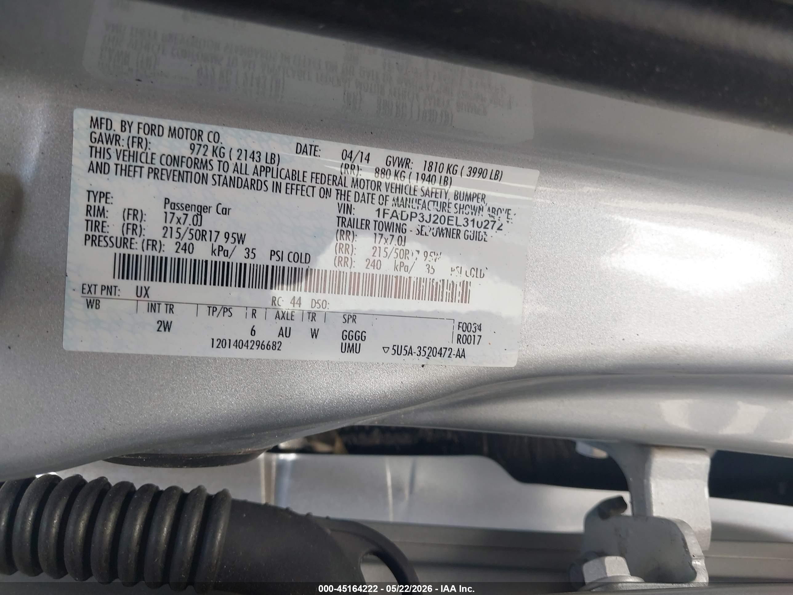 2014 Ford Focus Titanium Silver vin: 1FADP3J20EL310272