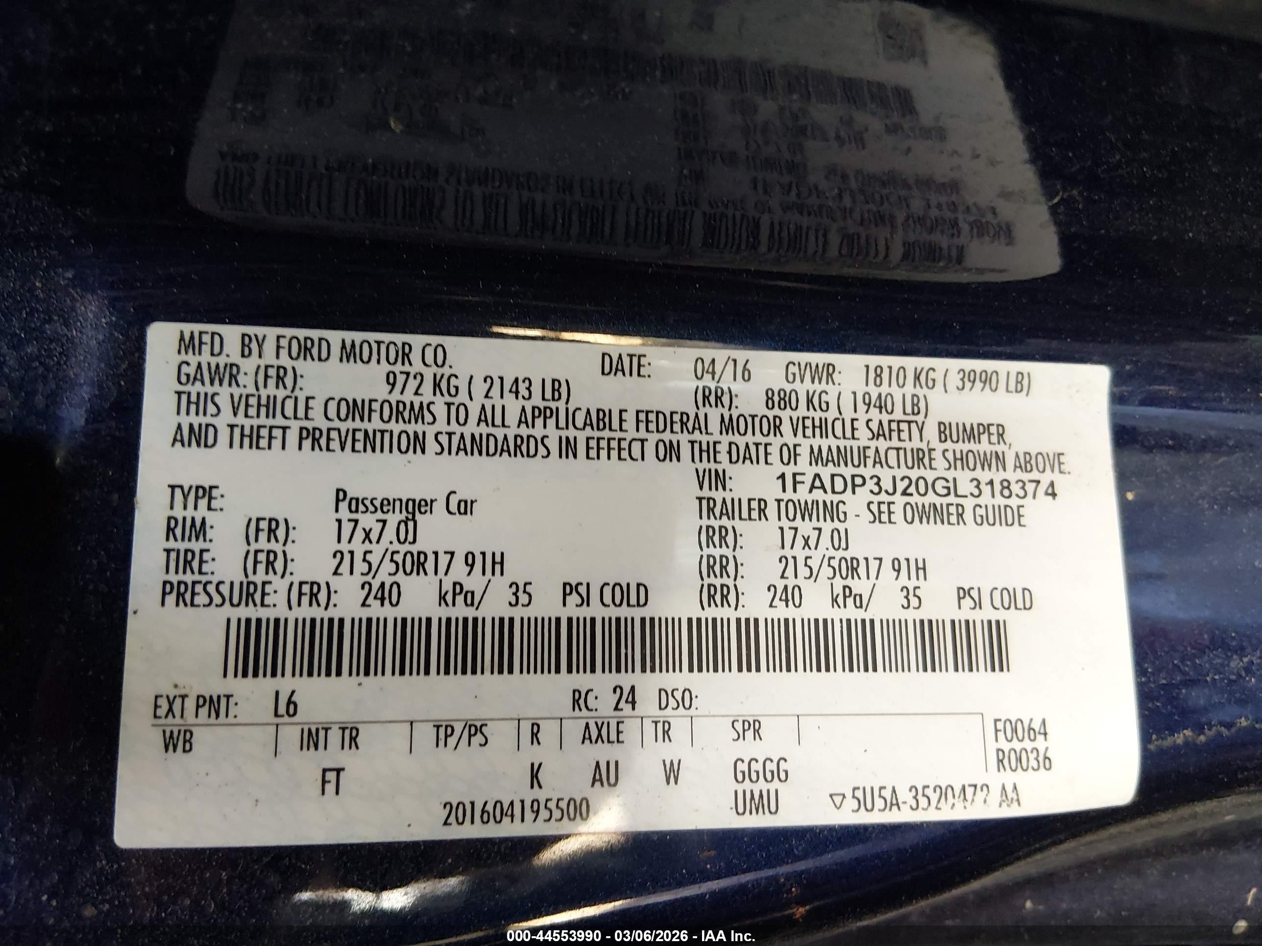 2016 Ford Focus Titanium Синий vin: 1FADP3J20GL318374