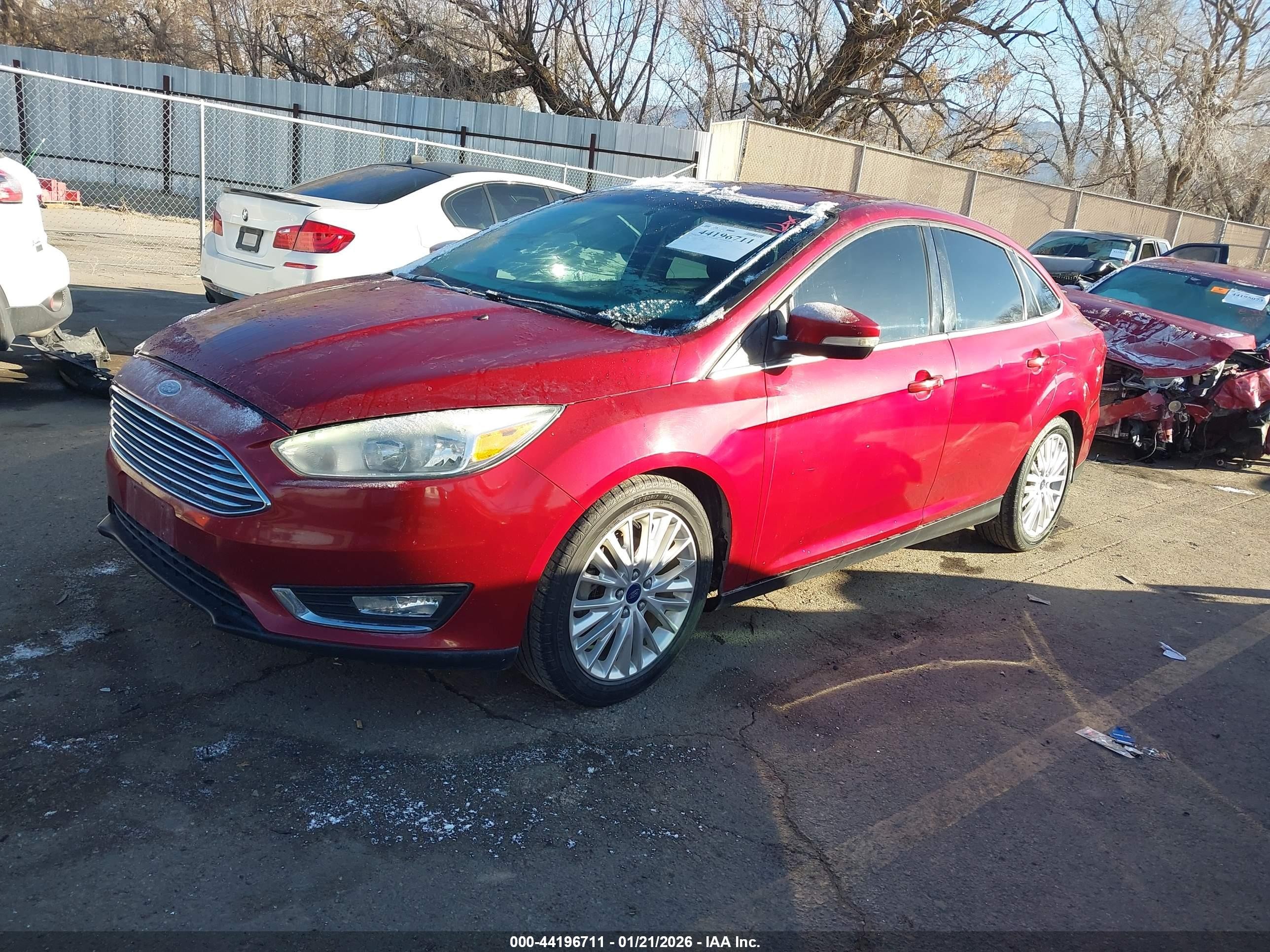 2015 Ford Focus Titanium Red vin: 1FADP3J21FL235485