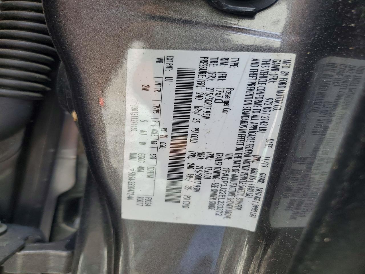 2014 Ford Focus Titanium Gray vin: 1FADP3J22EL233372