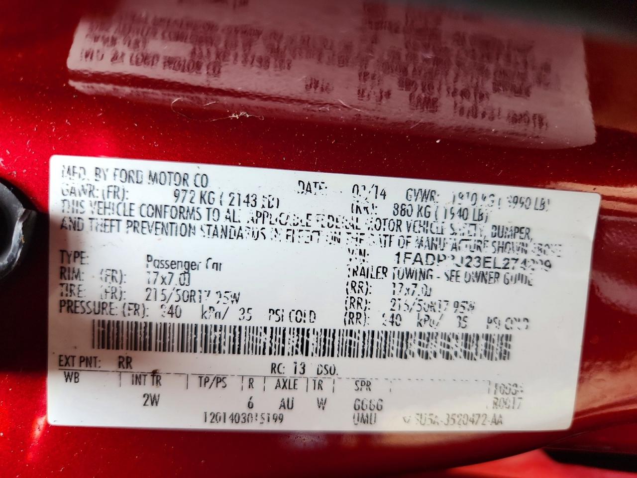 2014 Ford Focus Titanium Red vin: 1FADP3J23EL274299
