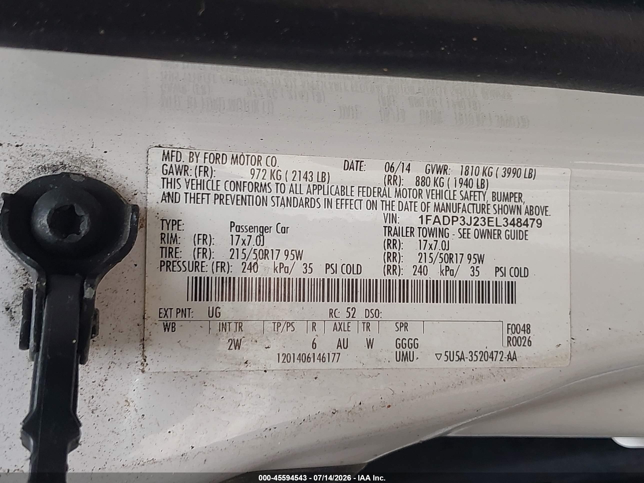 2014 Ford Focus Titanium White vin: 1FADP3J23EL348479