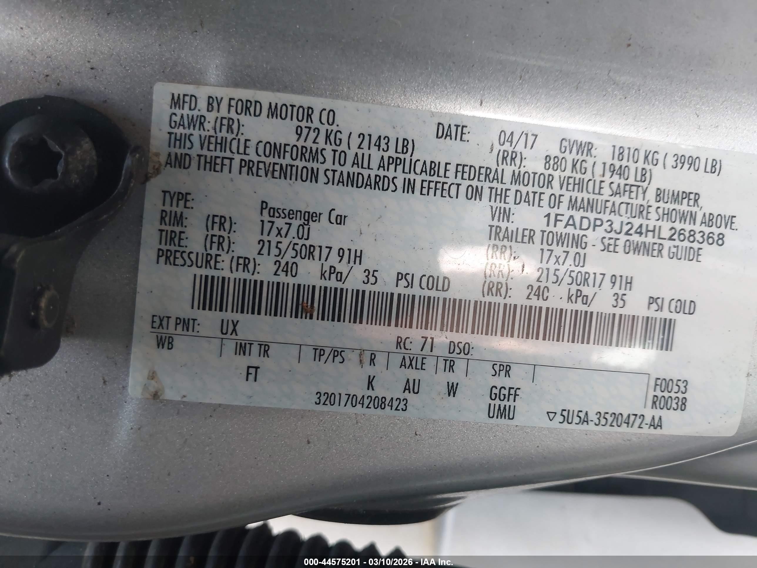 2017 Ford Focus Titanium Silver vin: 1FADP3J24HL268368