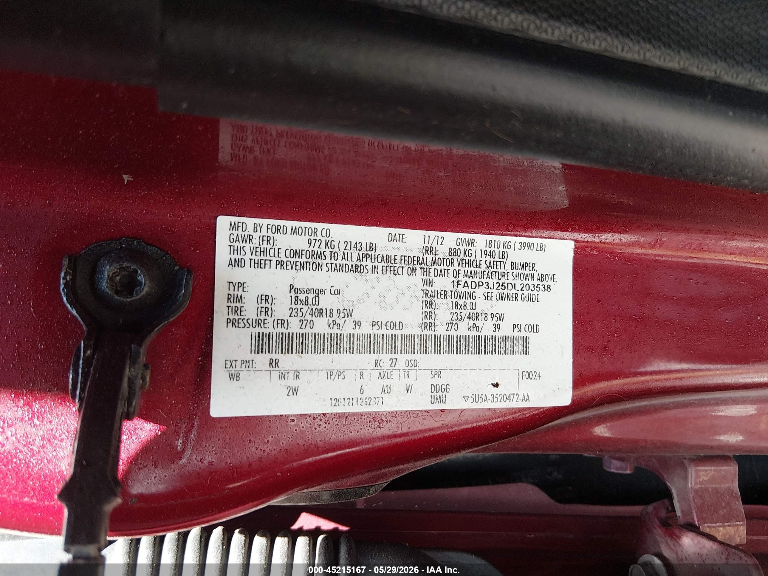 2013 Ford Focus Titanium Red vin: 1FADP3J25DL203538