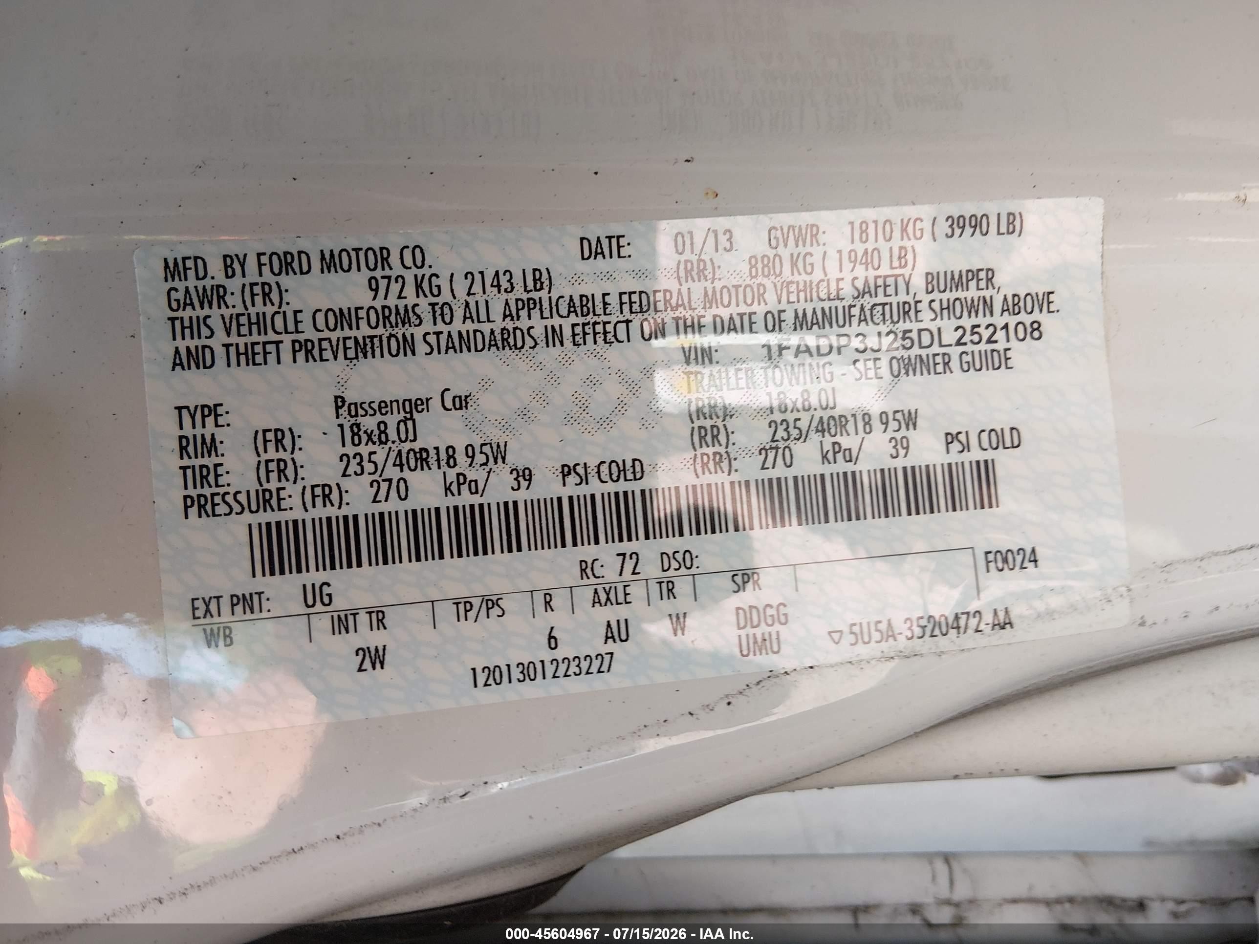 2013 Ford Focus Titanium White vin: 1FADP3J25DL252108