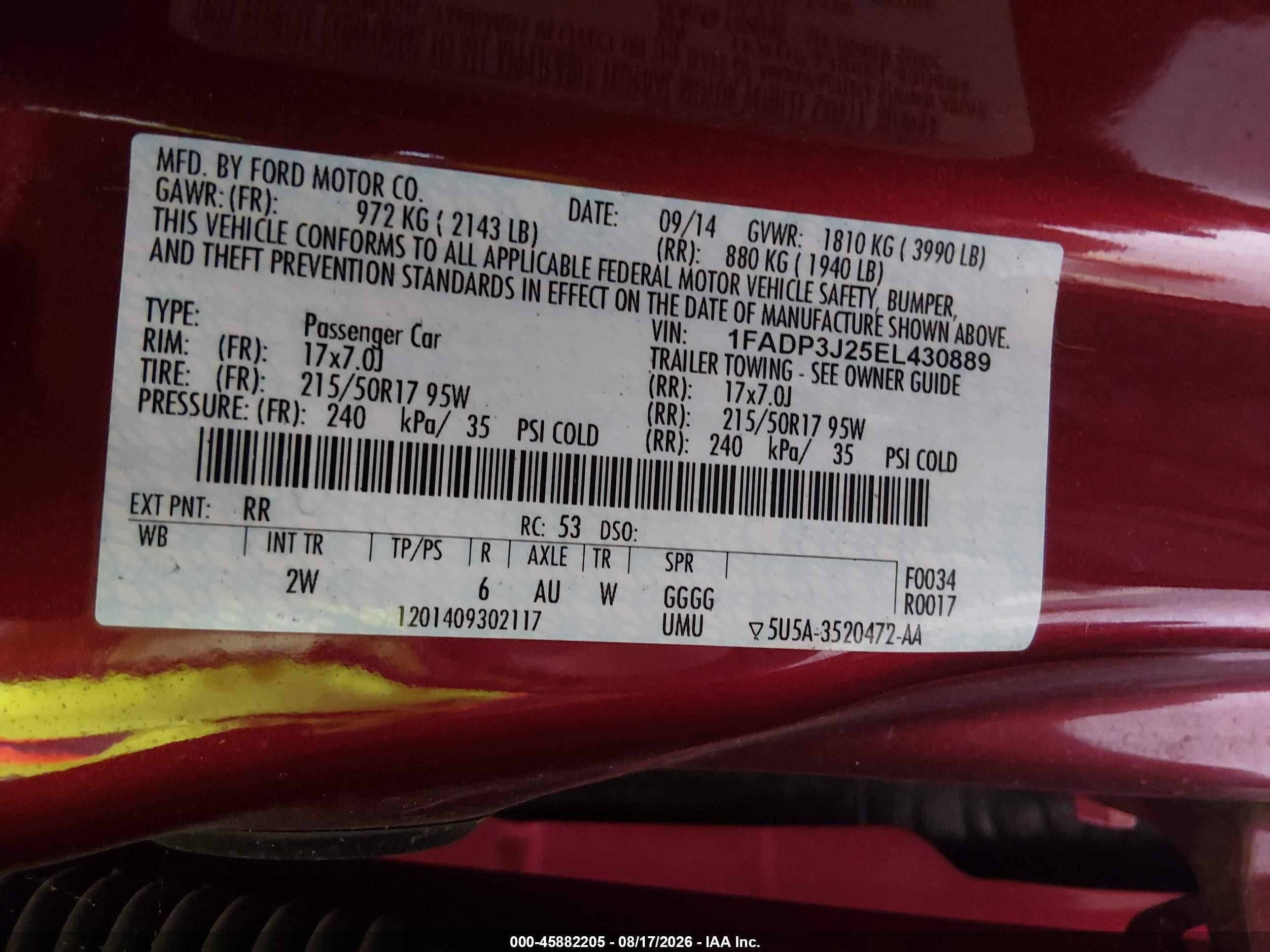 2014 Ford Focus Titanium Red vin: 1FADP3J25EL430889
