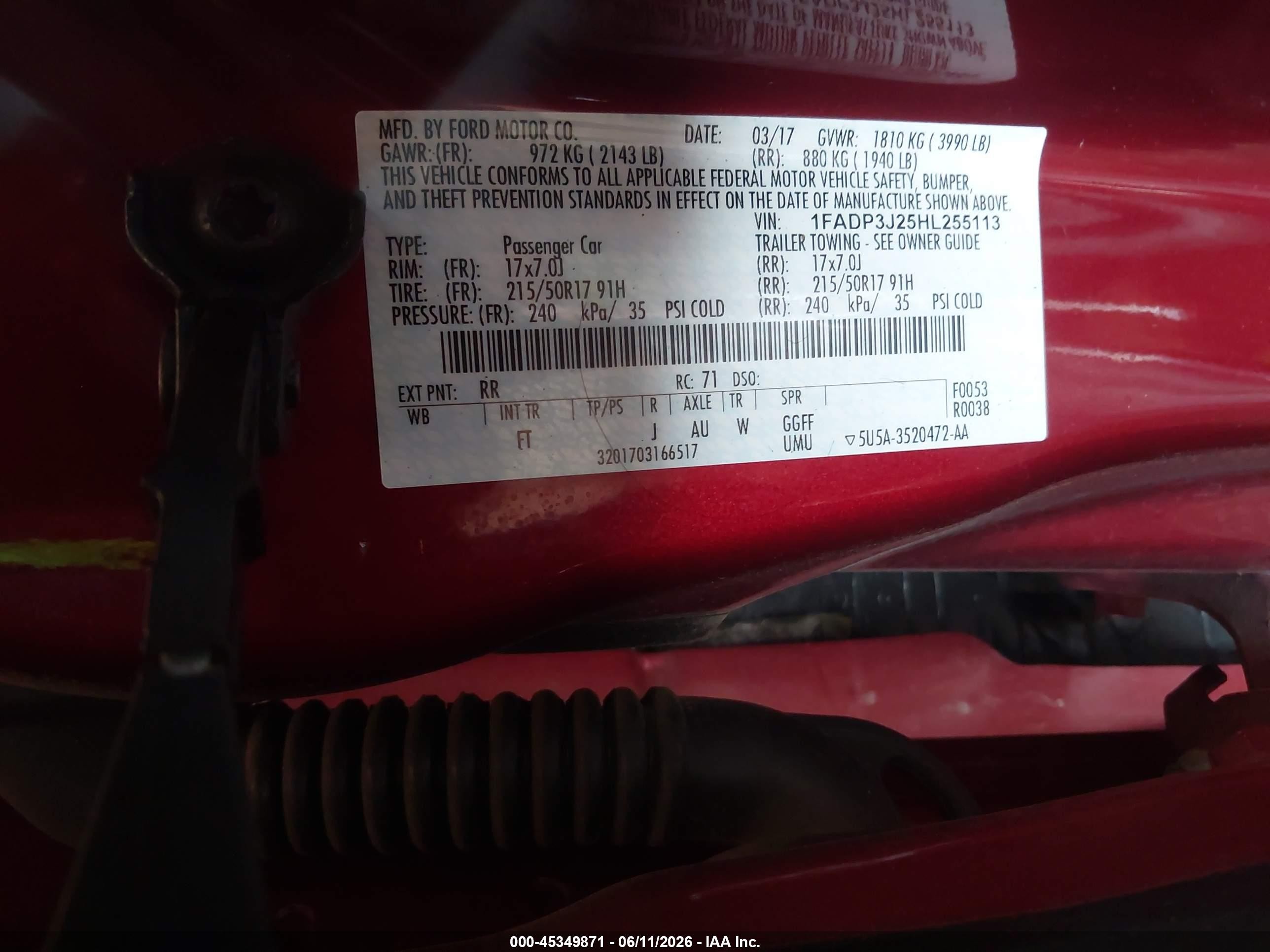 2017 Ford Focus Titanium Red vin: 1FADP3J25HL255113