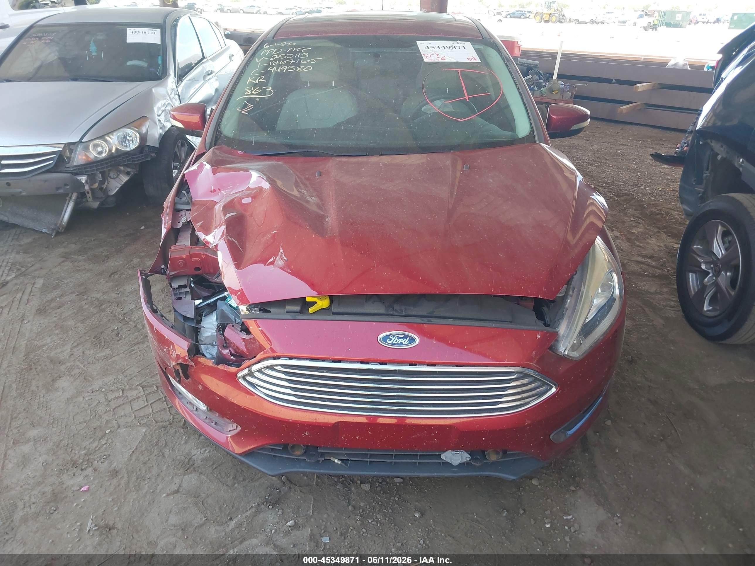 2017 Ford Focus Titanium Red vin: 1FADP3J25HL255113