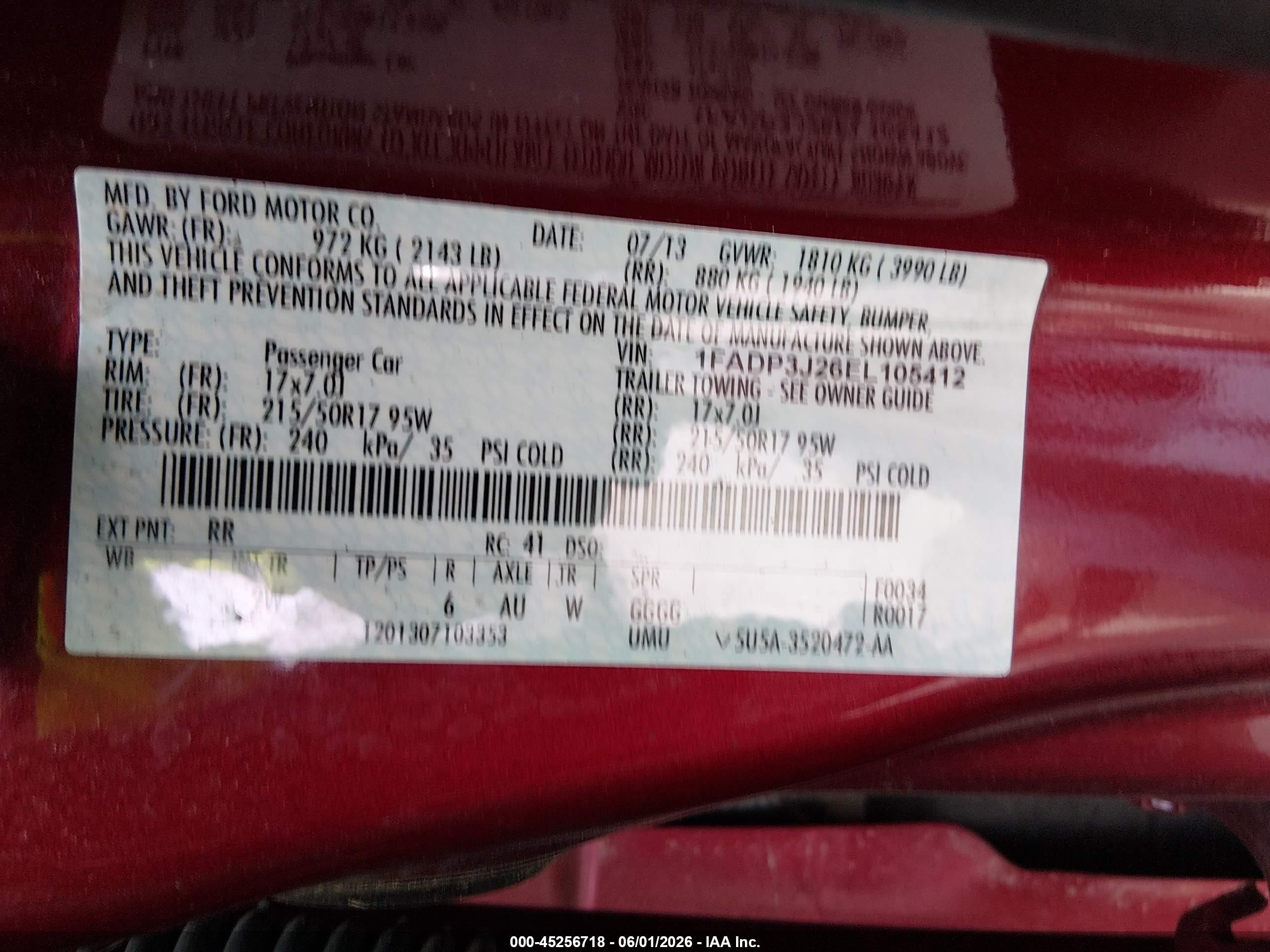2014 Ford Focus Titanium Red vin: 1FADP3J26EL105412