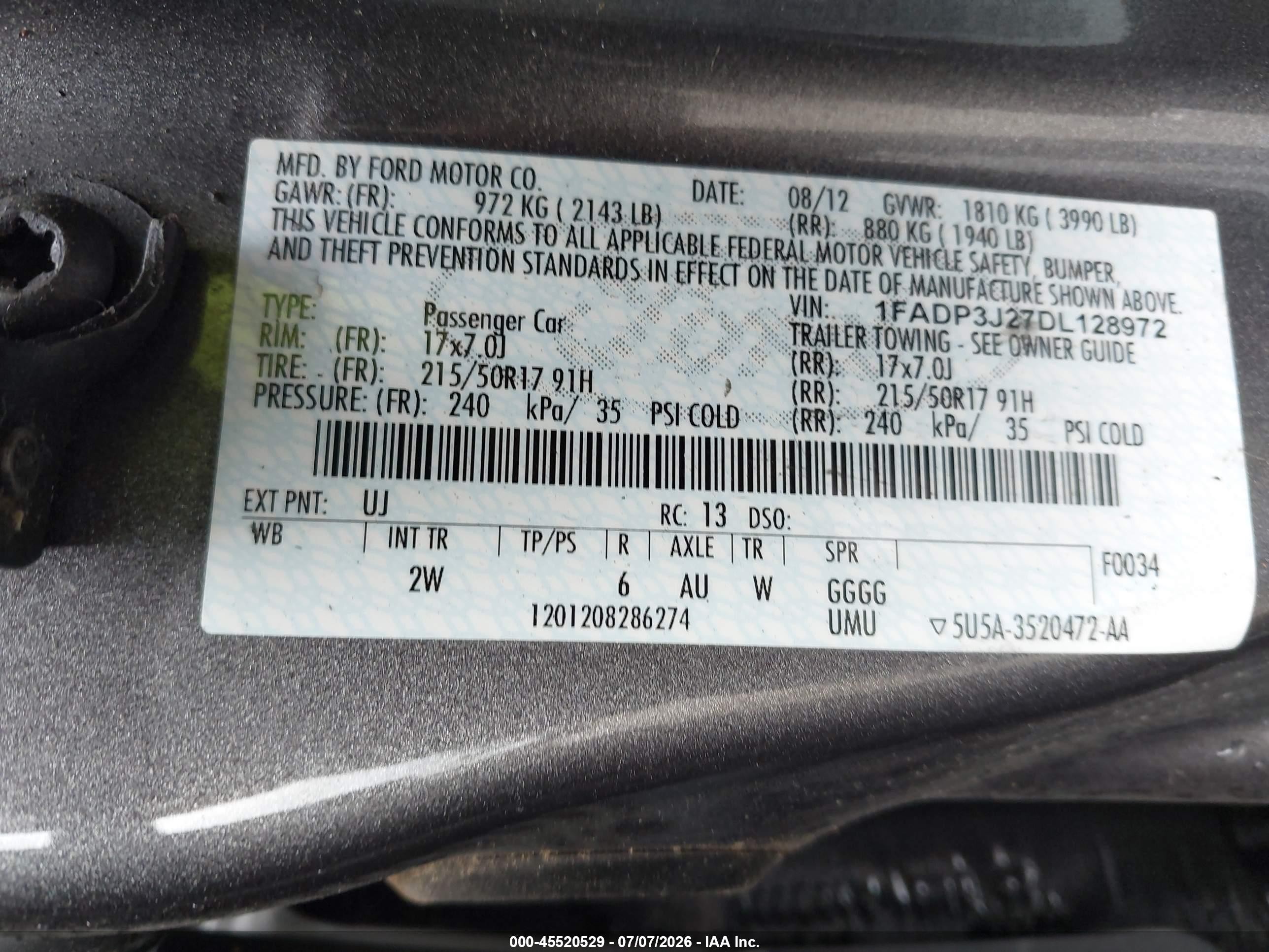 2013 Ford Focus Titanium Gray vin: 1FADP3J27DL128972