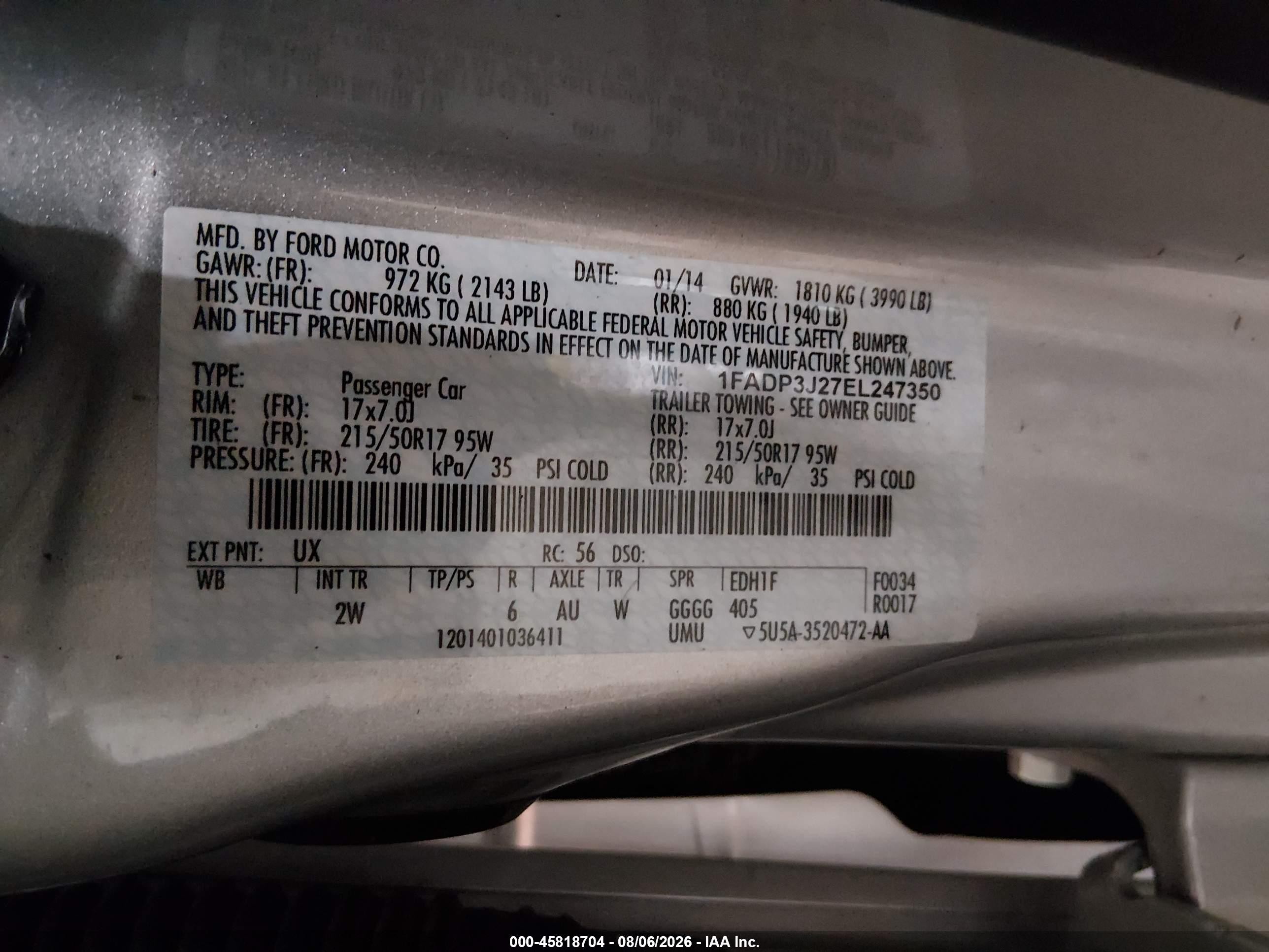 2014 Ford Focus Titanium Gray vin: 1FADP3J27EL247350