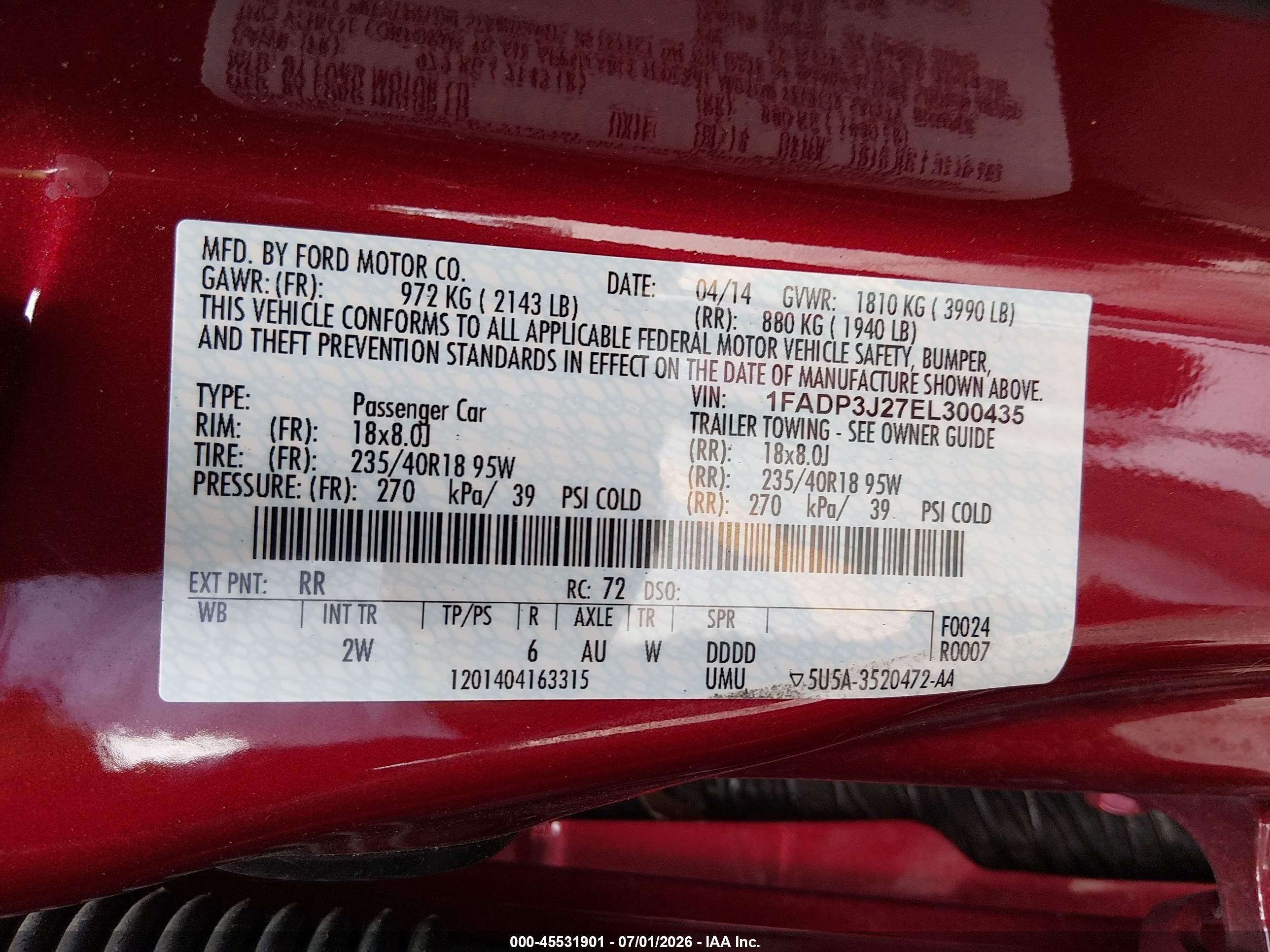 2014 Ford Focus Titanium Red vin: 1FADP3J27EL300435
