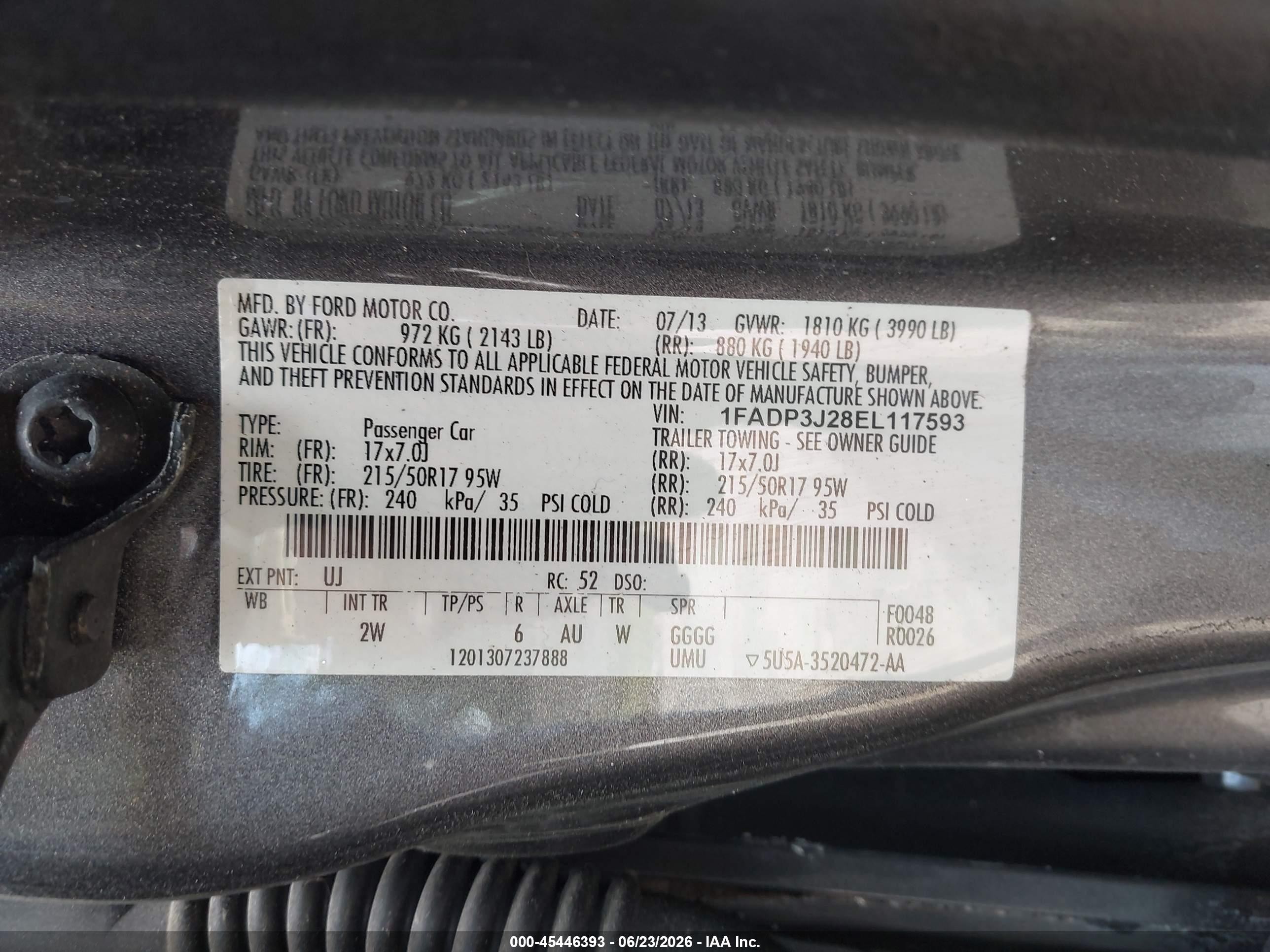 2014 Ford Focus Titanium Gray vin: 1FADP3J28EL117593