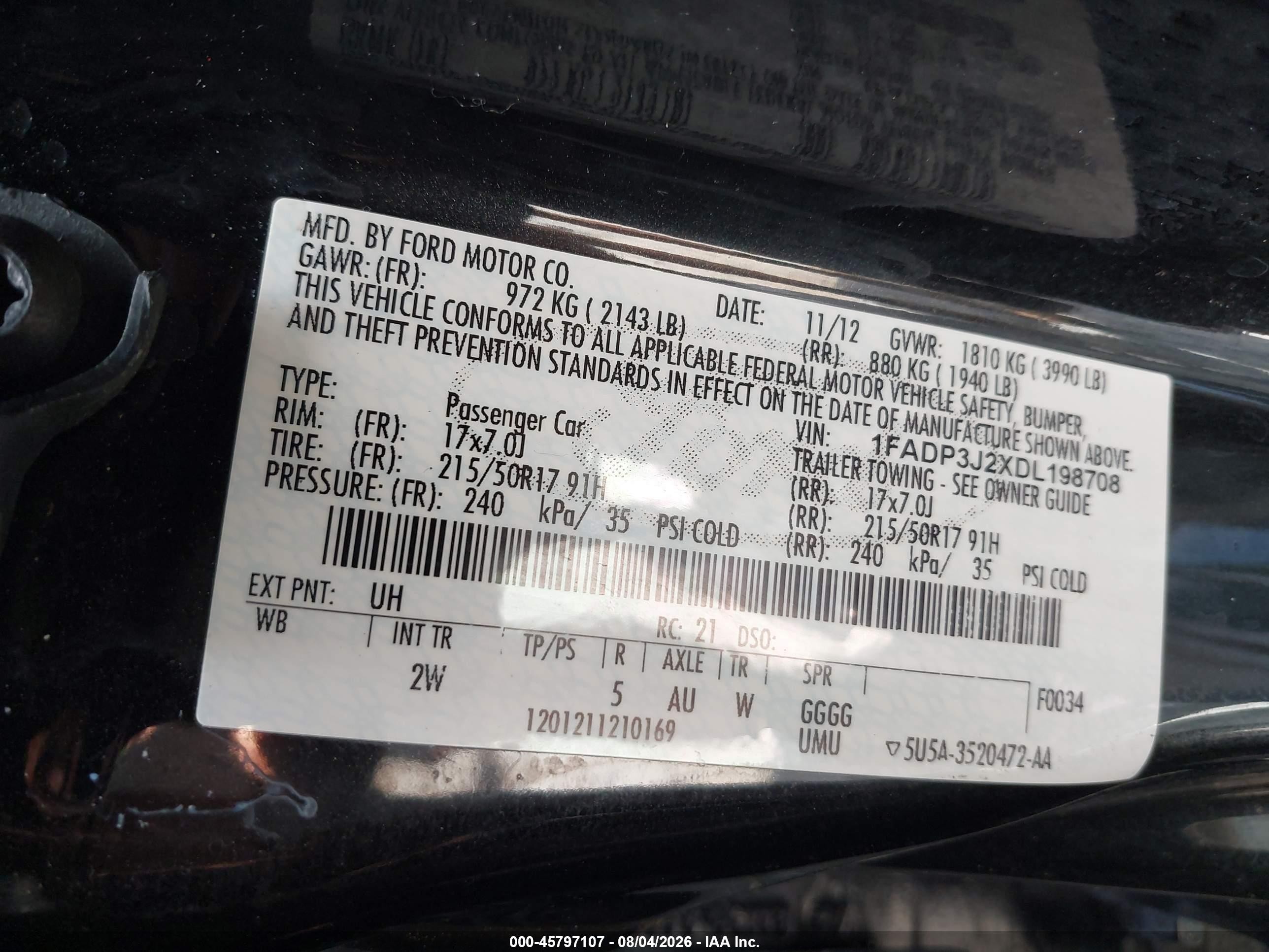 2013 Ford Focus Titanium Black vin: 1FADP3J2XDL198708