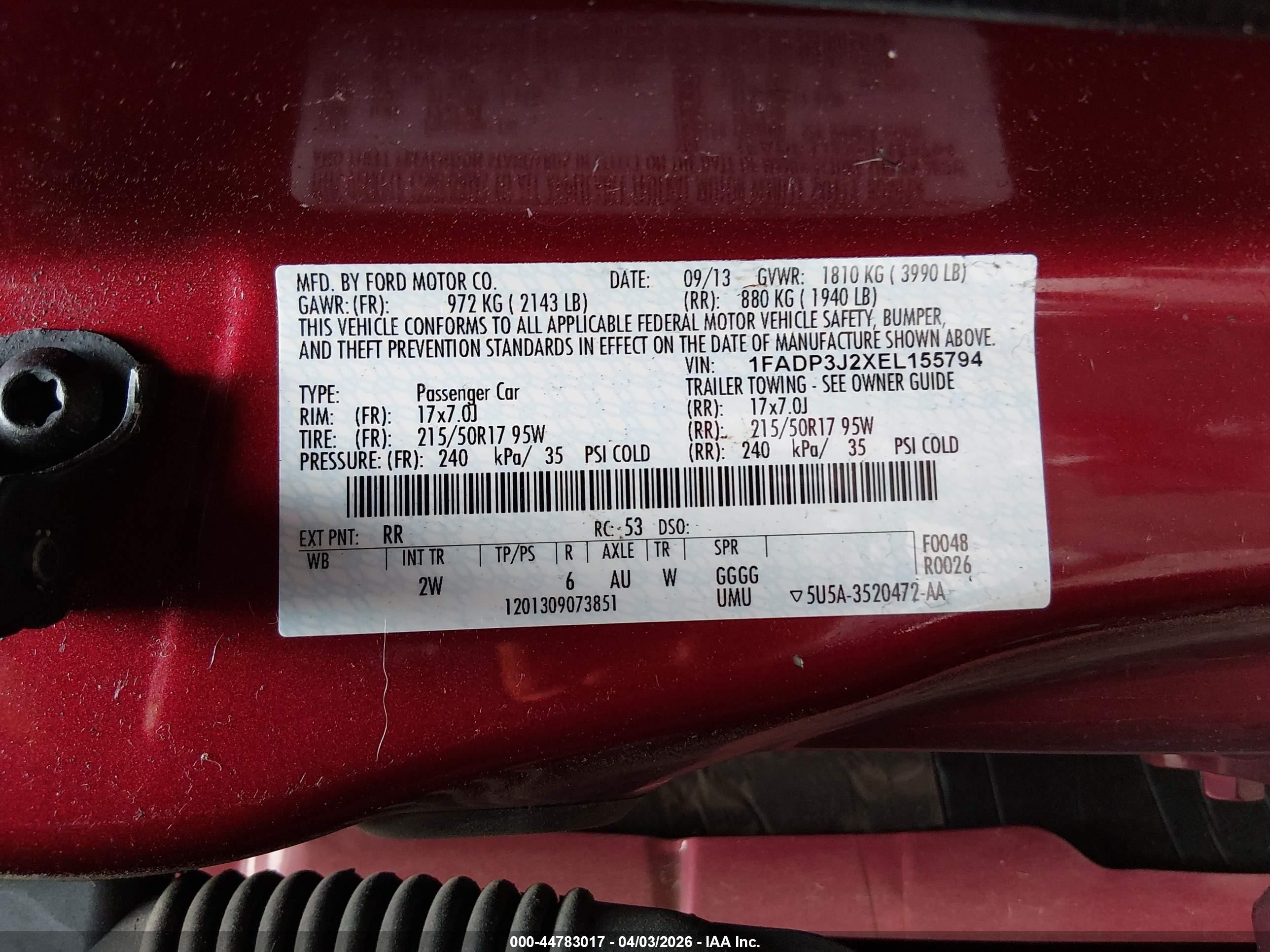 2014 Ford Focus Titanium Red vin: 1FADP3J2XEL155794