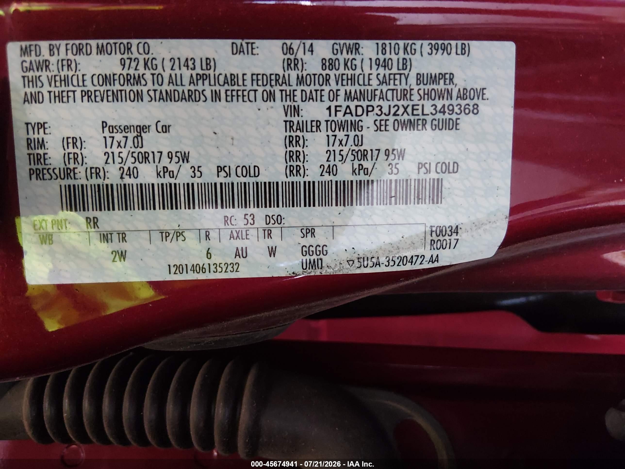 2014 Ford Focus Titanium Red vin: 1FADP3J2XEL349368