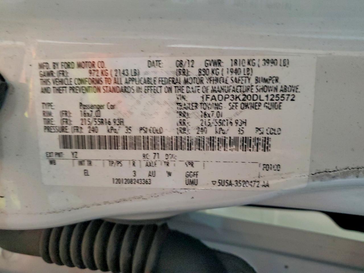 2013 Ford Focus Se White vin: 1FADP3K20DL125572