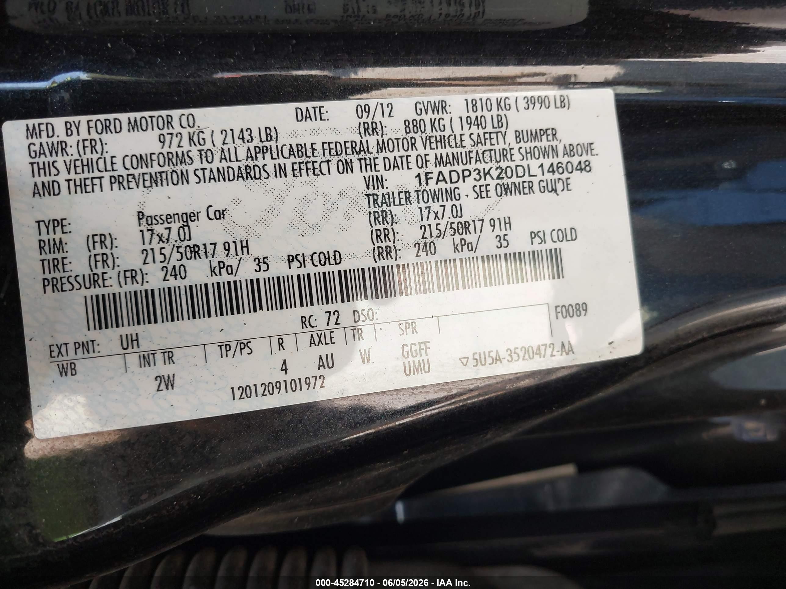 2013 Ford Focus Se Black vin: 1FADP3K20DL146048