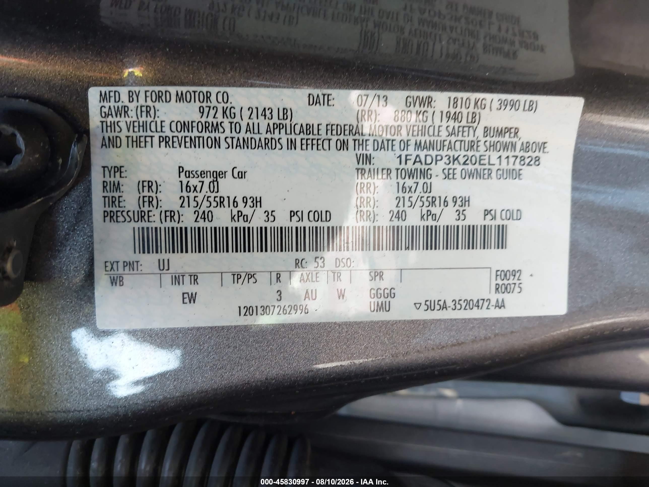 2014 Ford Focus Se Gray vin: 1FADP3K20EL117828