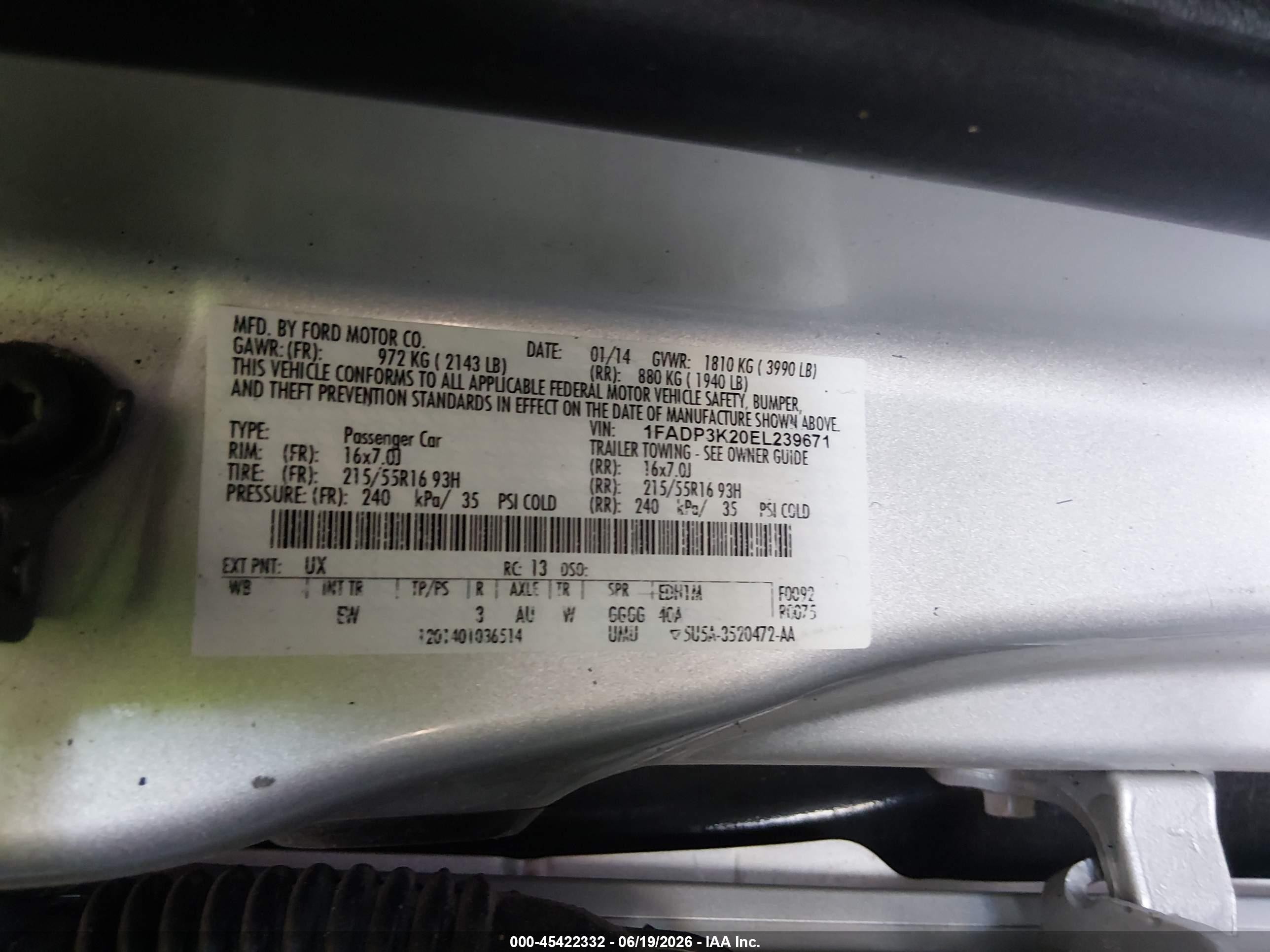 2014 Ford Focus Se Silver vin: 1FADP3K20EL239671