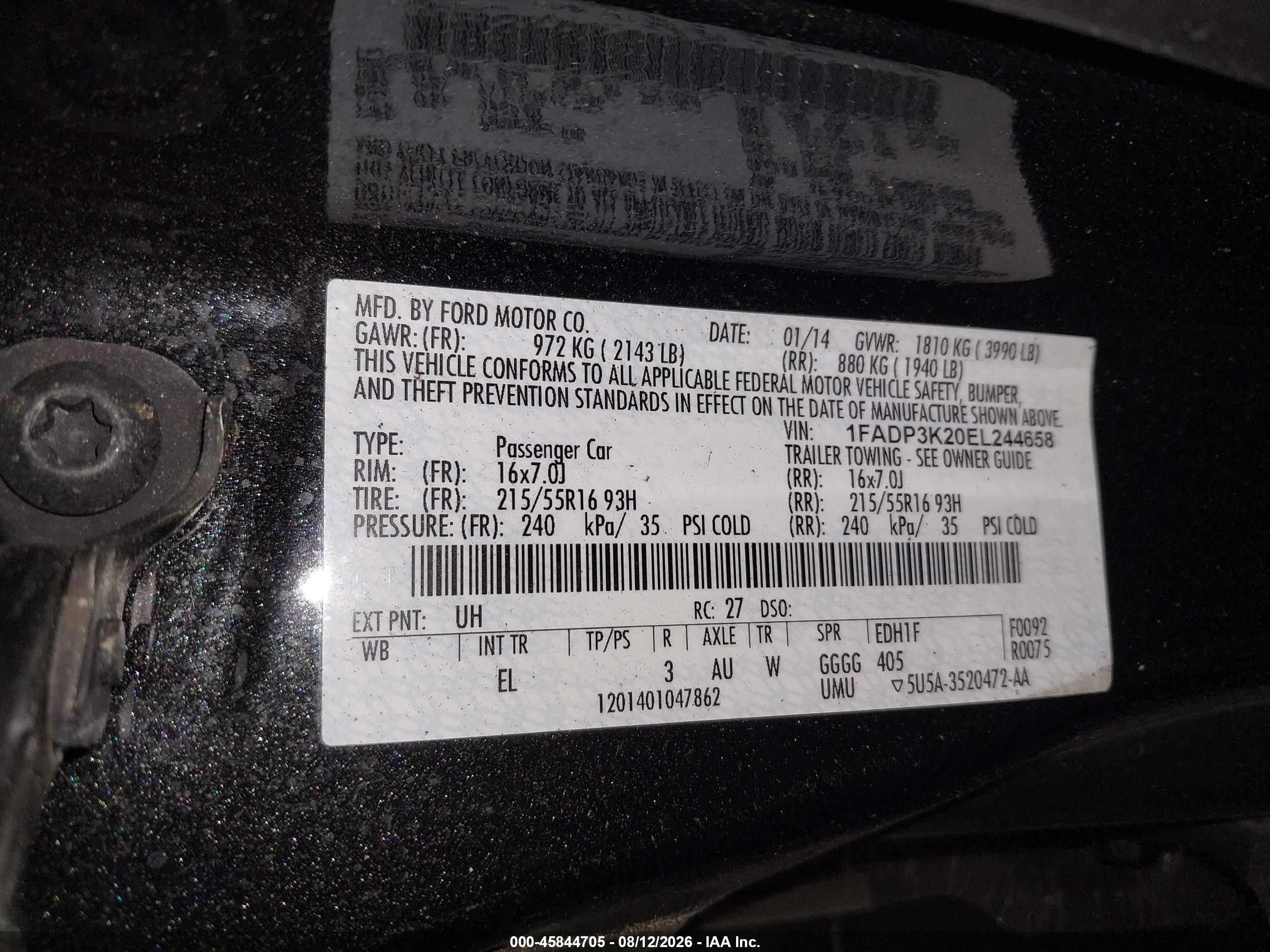 2014 Ford Focus Se Black vin: 1FADP3K20EL244658
