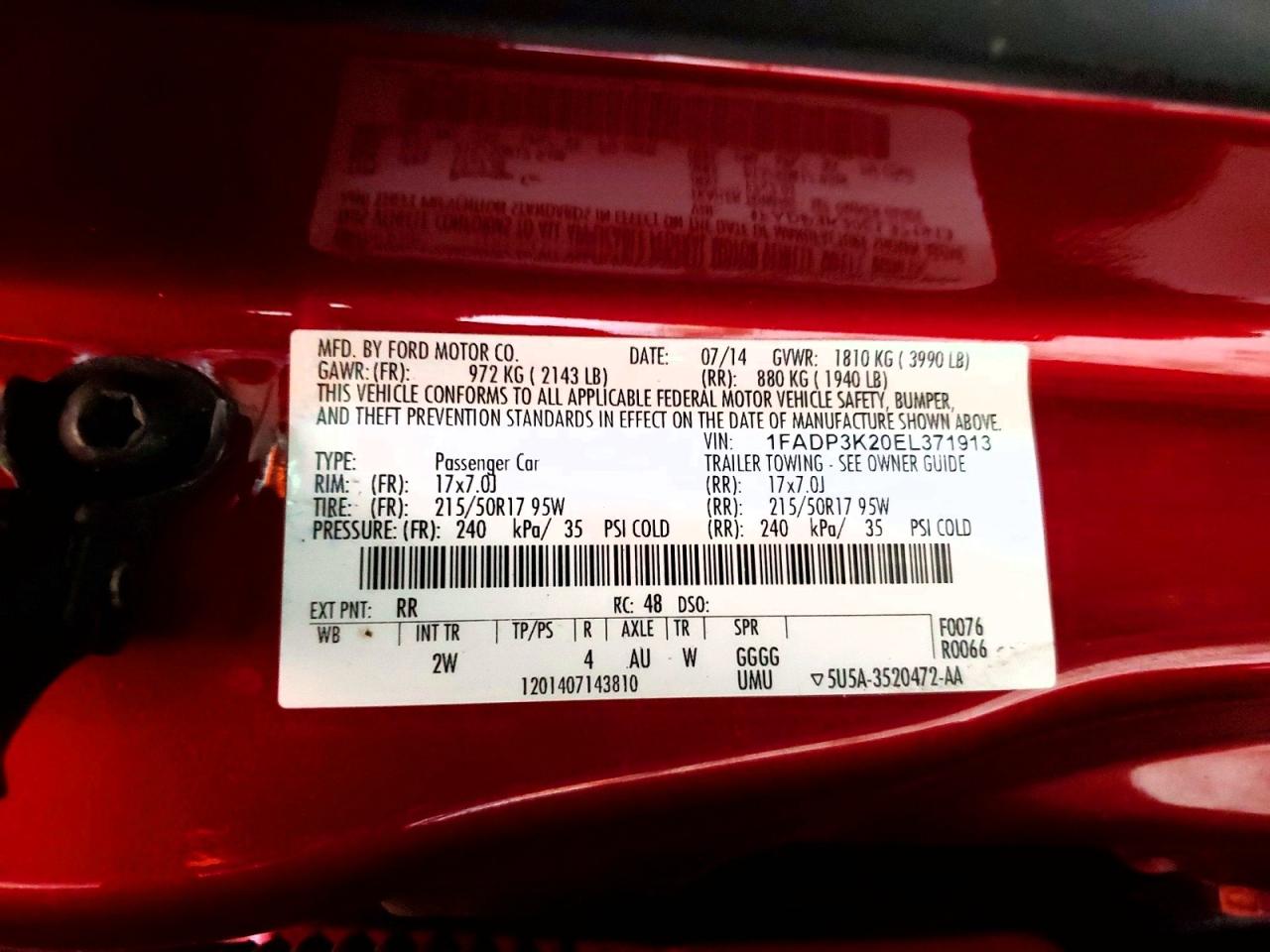 2014 Ford Focus Se Red vin: 1FADP3K20EL371913