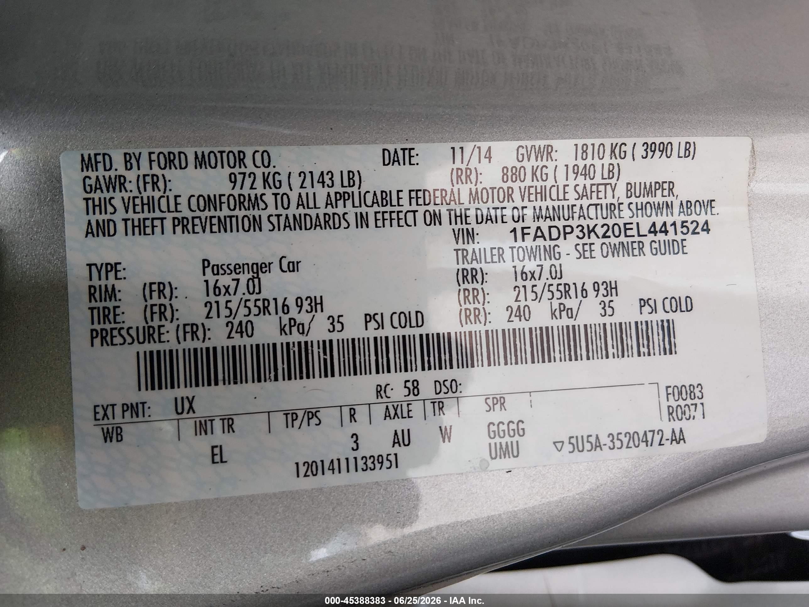 2014 Ford Focus Se Silver vin: 1FADP3K20EL441524