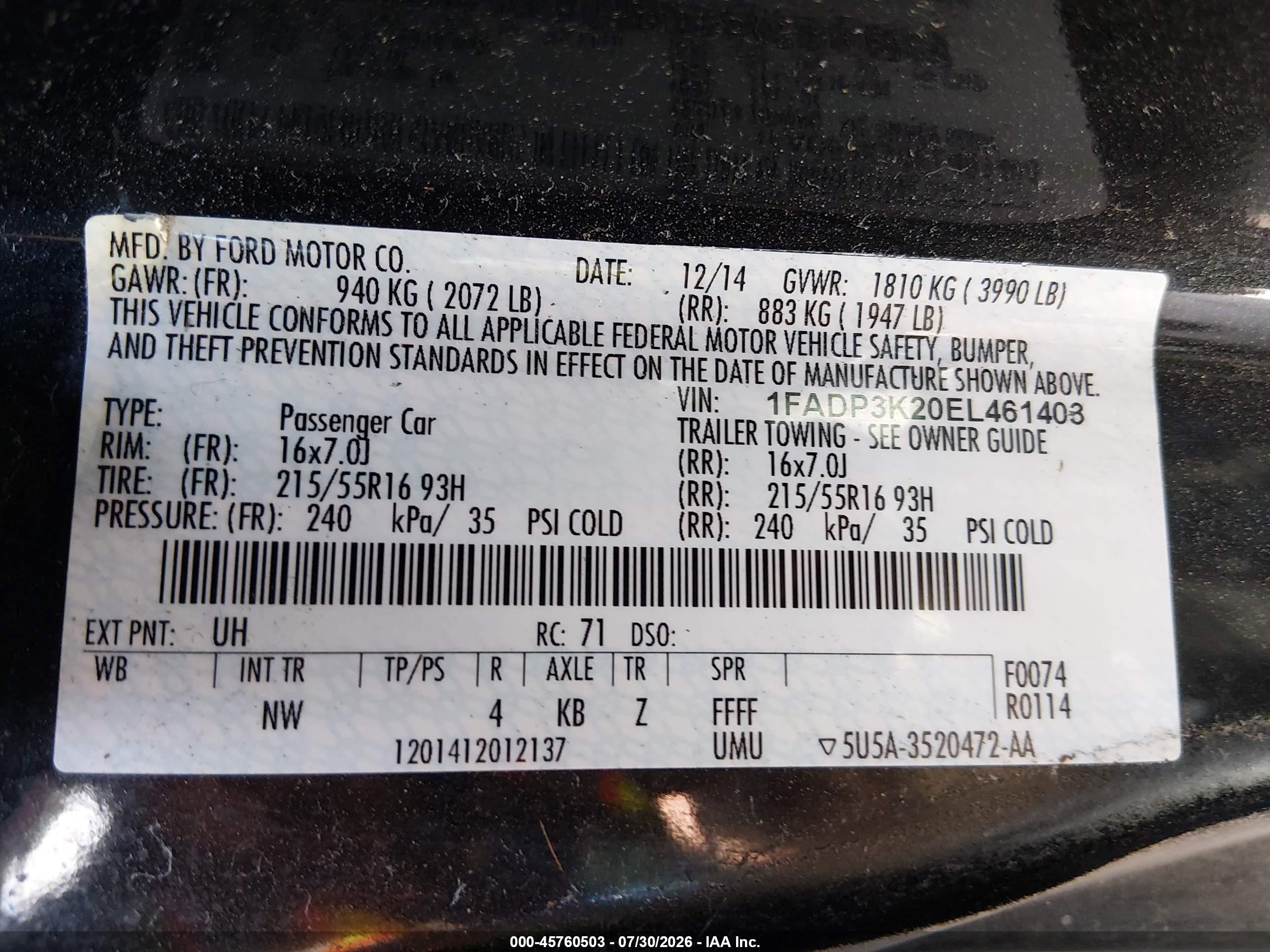 2014 Ford Focus Se Черный vin: 1FADP3K20EL461403