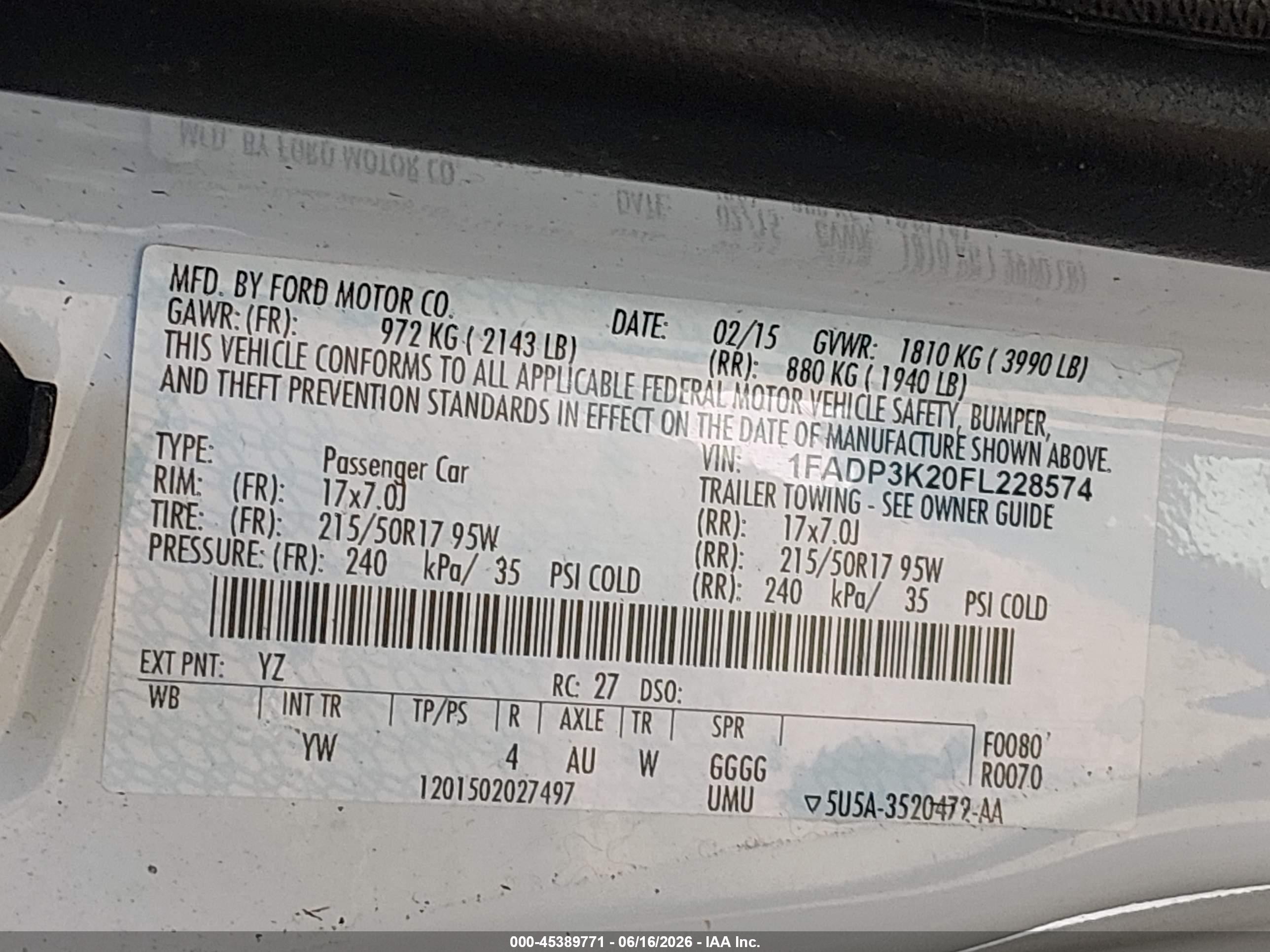 2015 Ford Focus Se White vin: 1FADP3K20FL228574