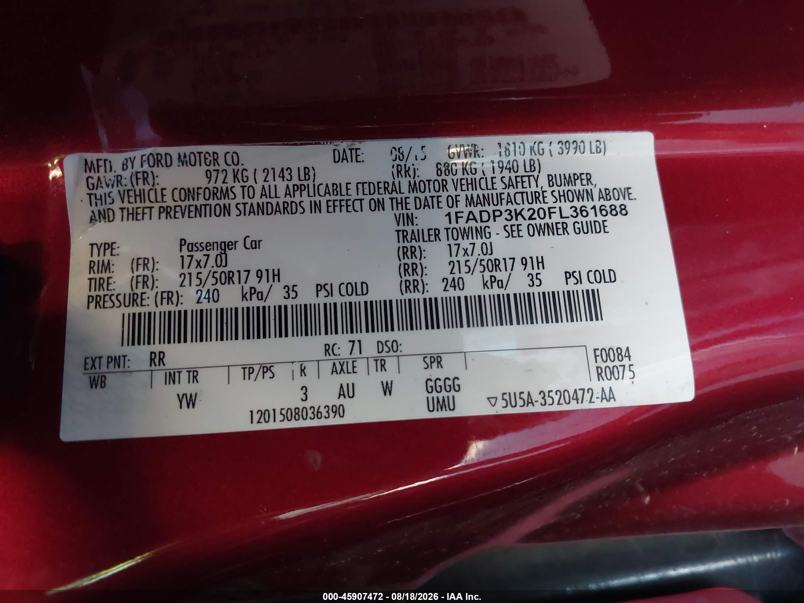 2015 Ford Focus Se Красный vin: 1FADP3K20FL361688