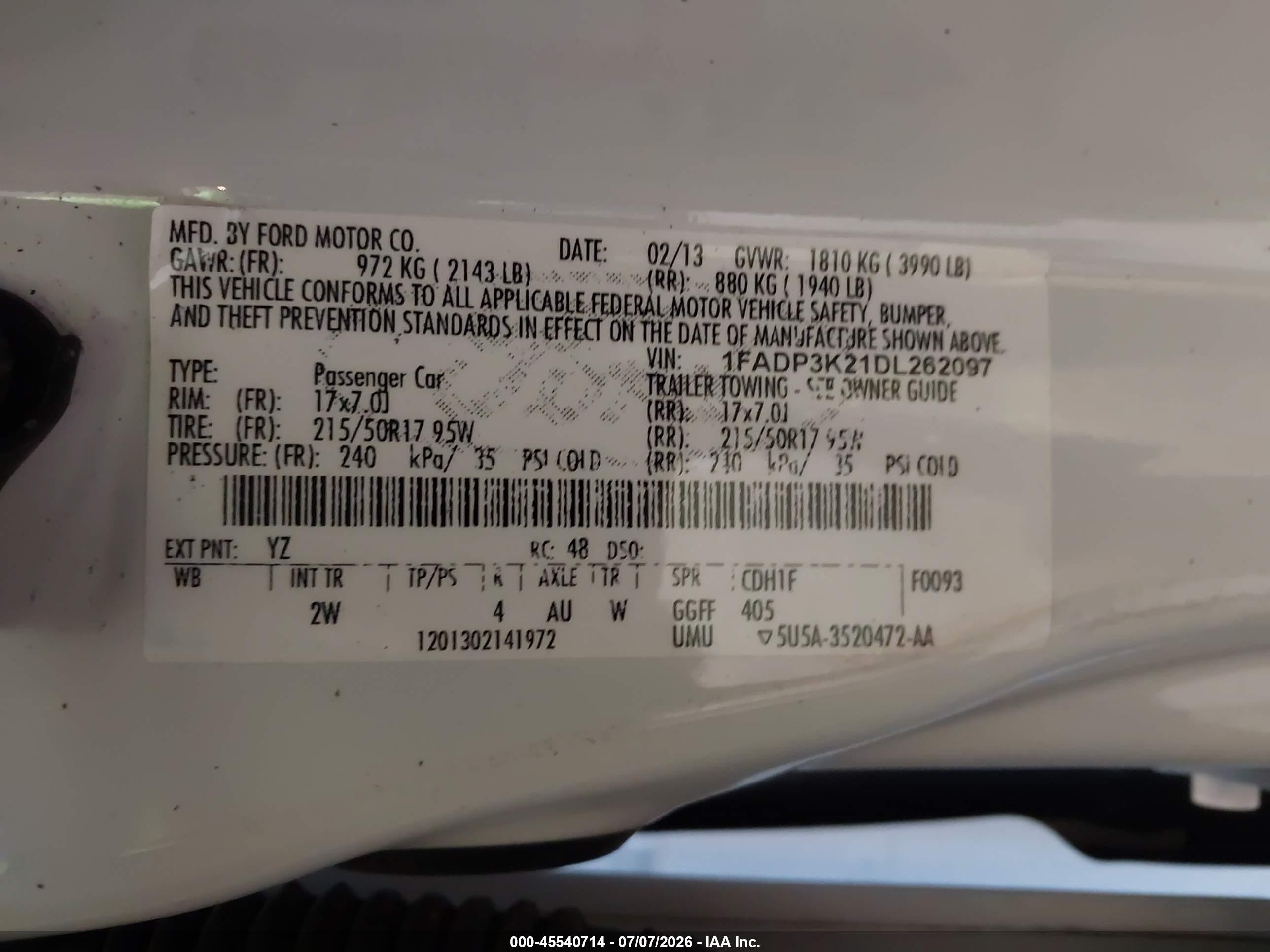 2013 Ford Focus Se White vin: 1FADP3K21DL262097