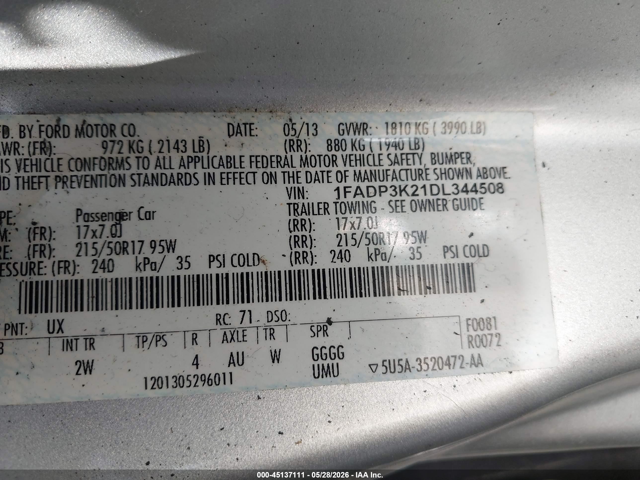 2013 Ford Focus Se Silver vin: 1FADP3K21DL344508