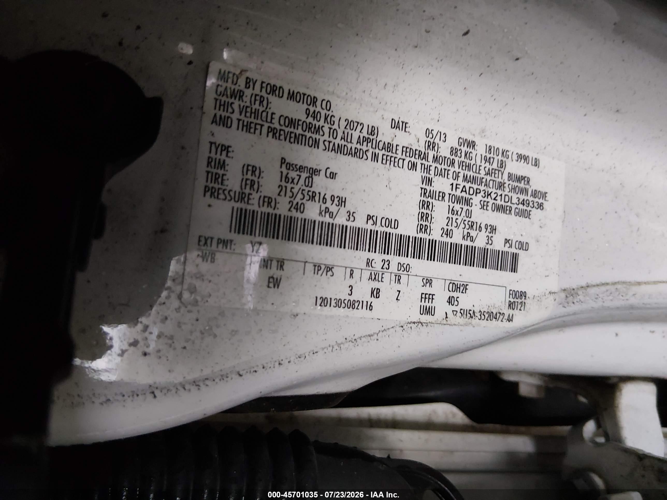 2013 Ford Focus Se White vin: 1FADP3K21DL349336