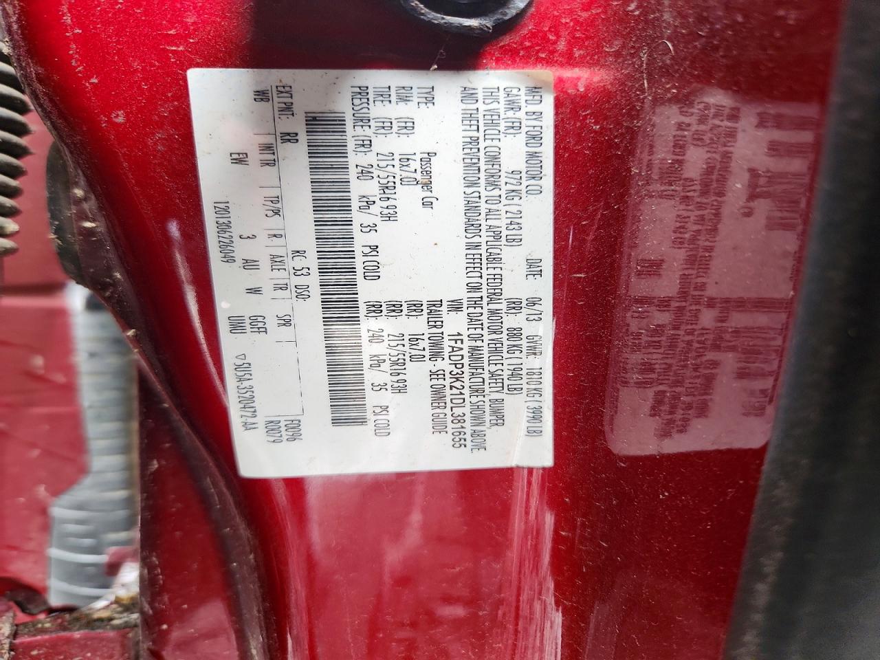 2013 Ford Focus Se Red vin: 1FADP3K21DL381655