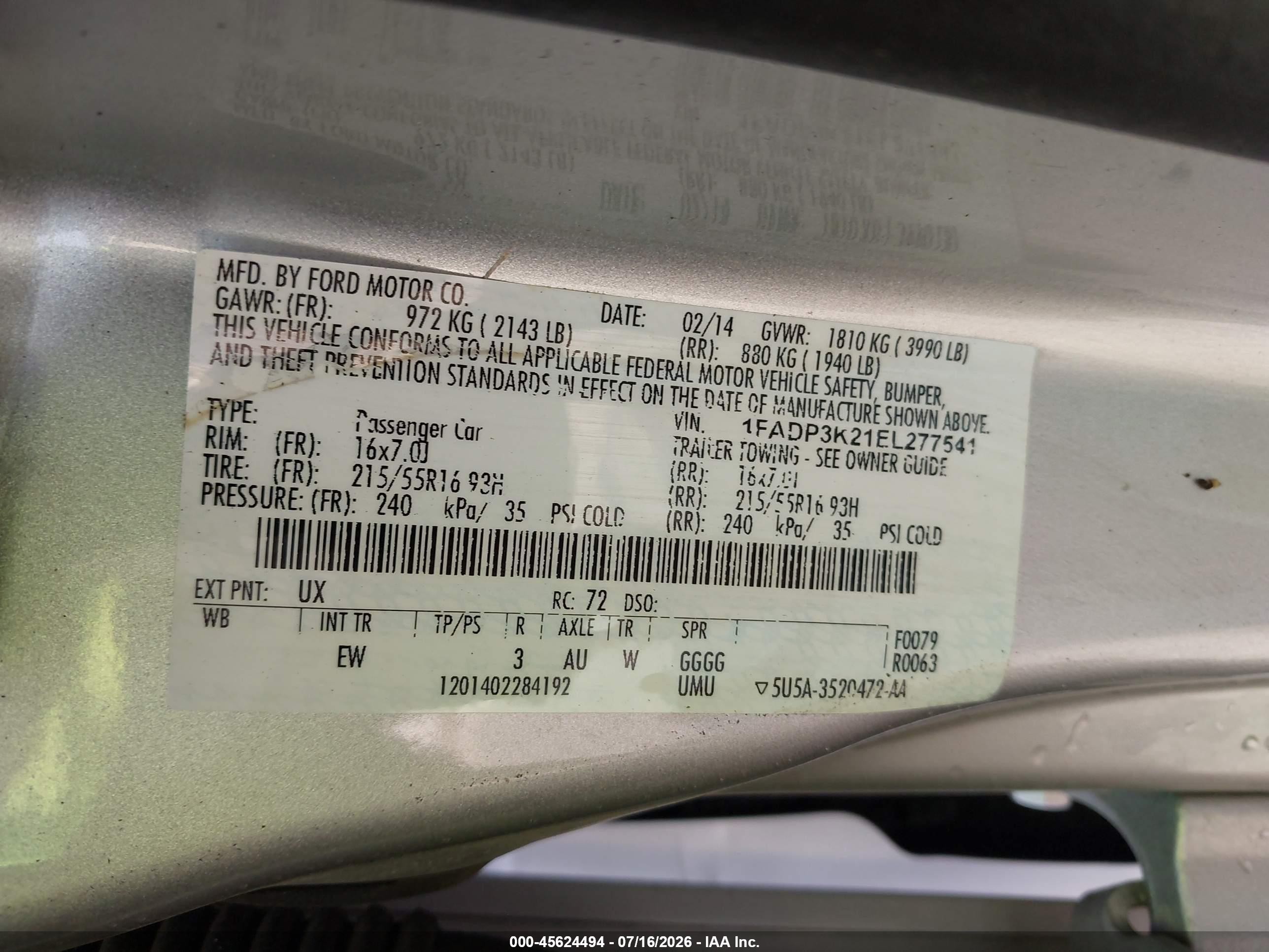 2014 Ford Focus Se Silver vin: 1FADP3K21EL277541