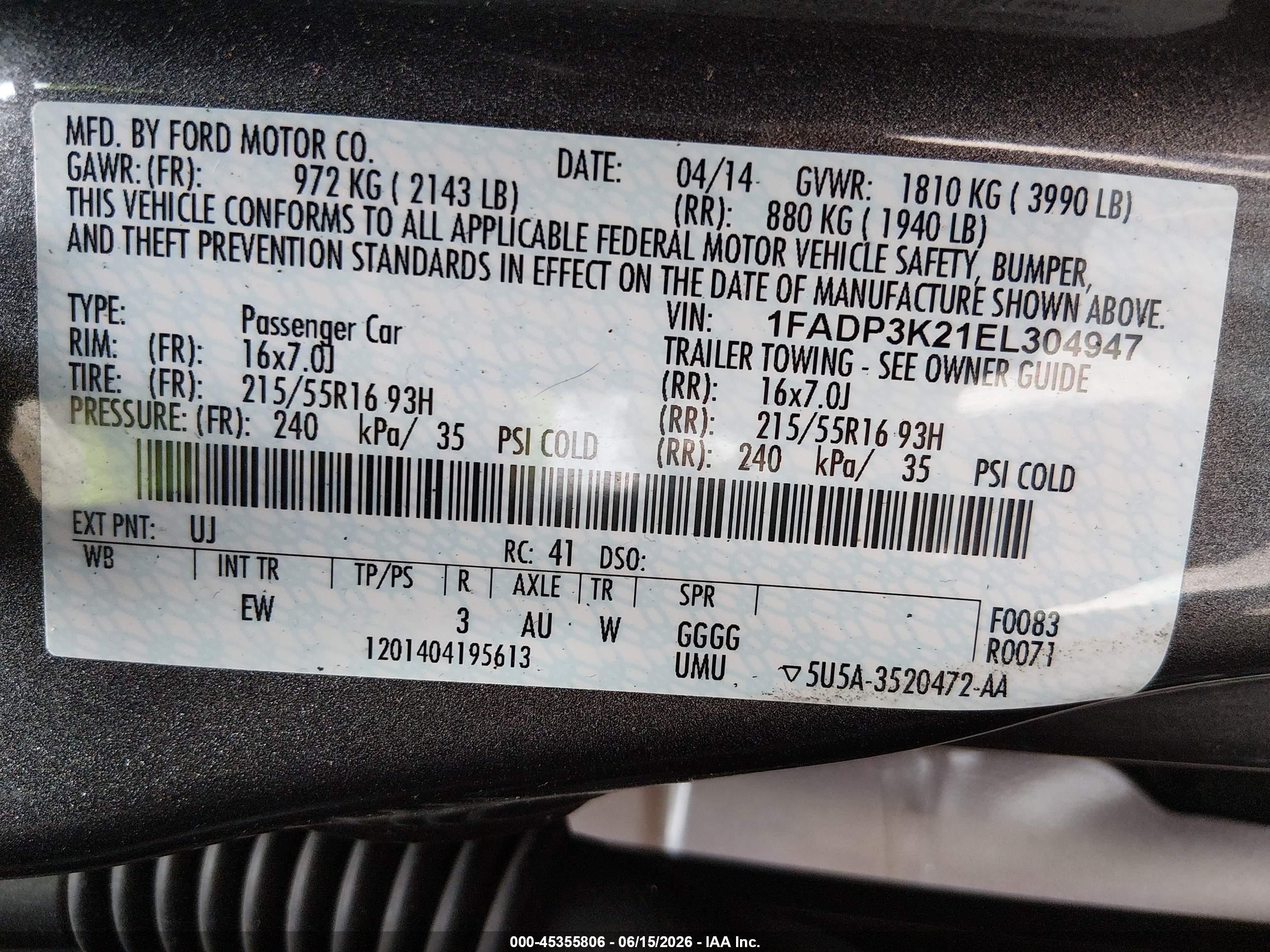 2014 Ford Focus Se Gray vin: 1FADP3K21EL304947