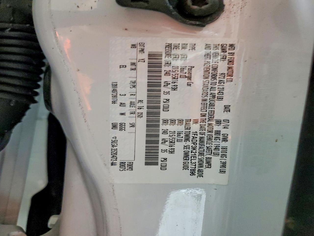 2014 Ford Focus Se White vin: 1FADP3K21EL377896