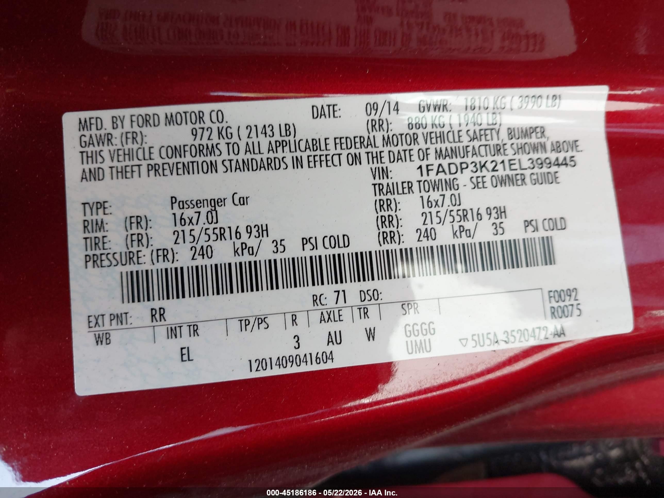 2014 Ford Focus Se Maroon vin: 1FADP3K21EL399445