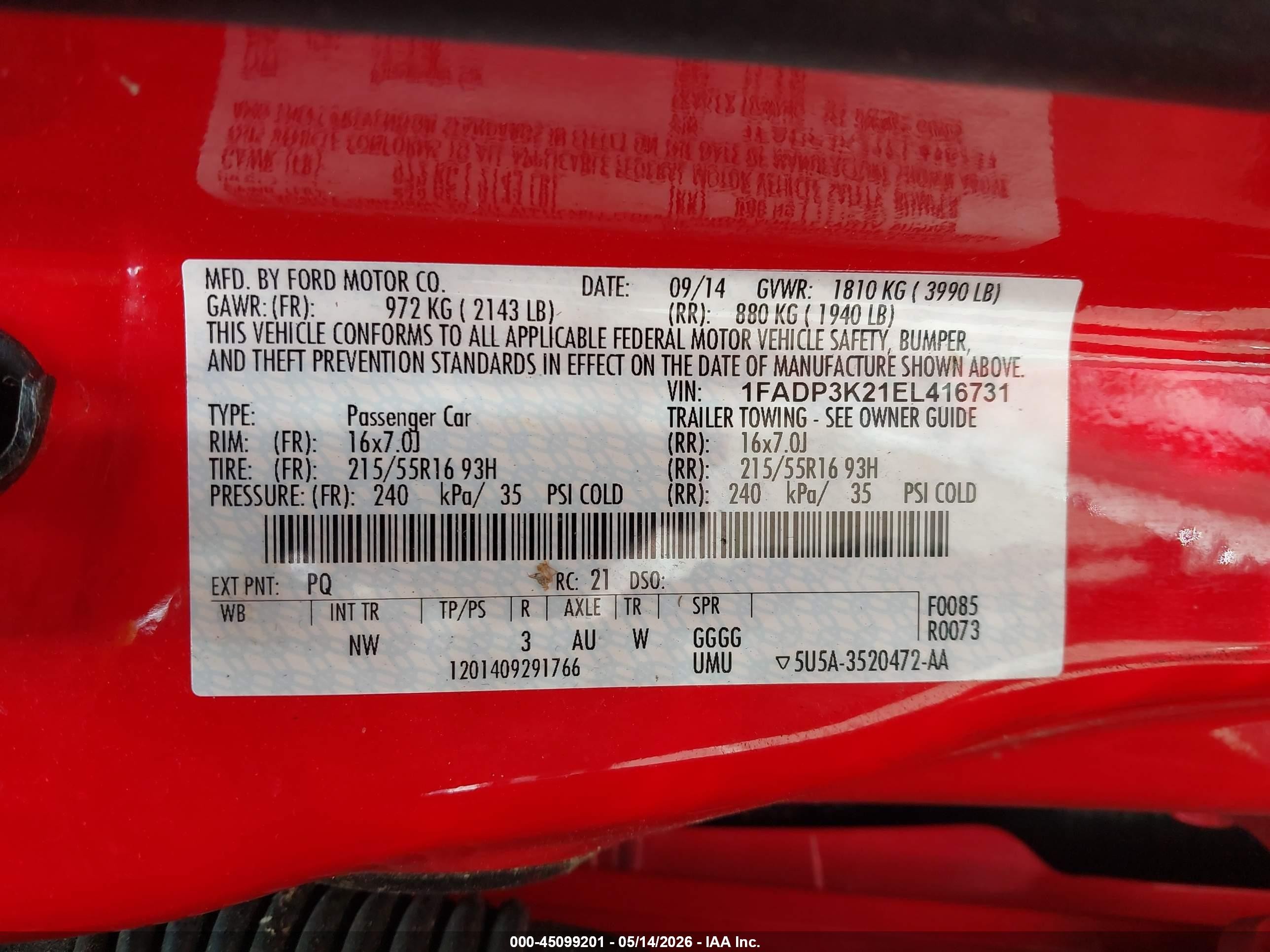 2014 Ford Focus Se Red vin: 1FADP3K21EL416731