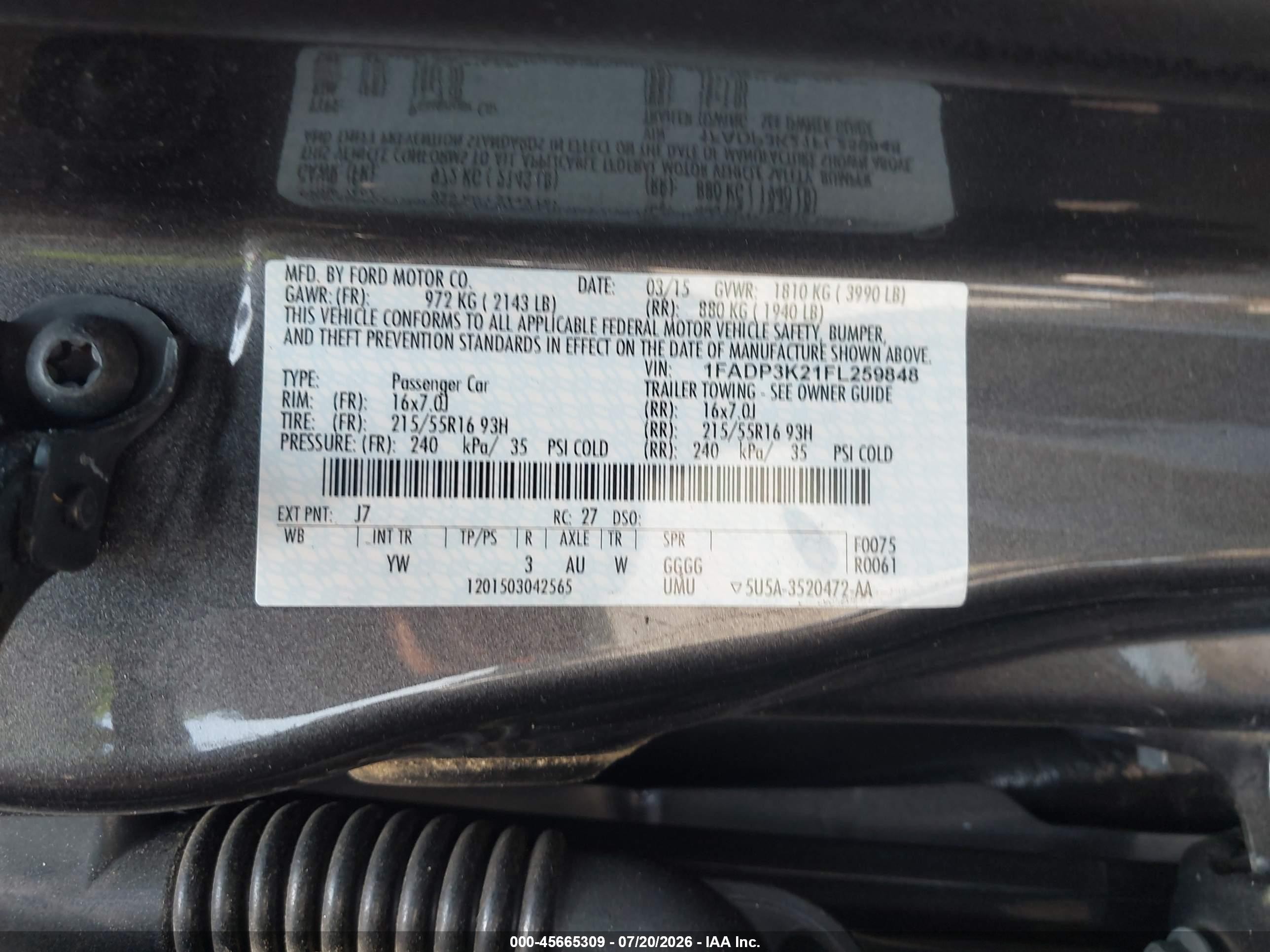 2015 Ford Focus Se Gray vin: 1FADP3K21FL259848
